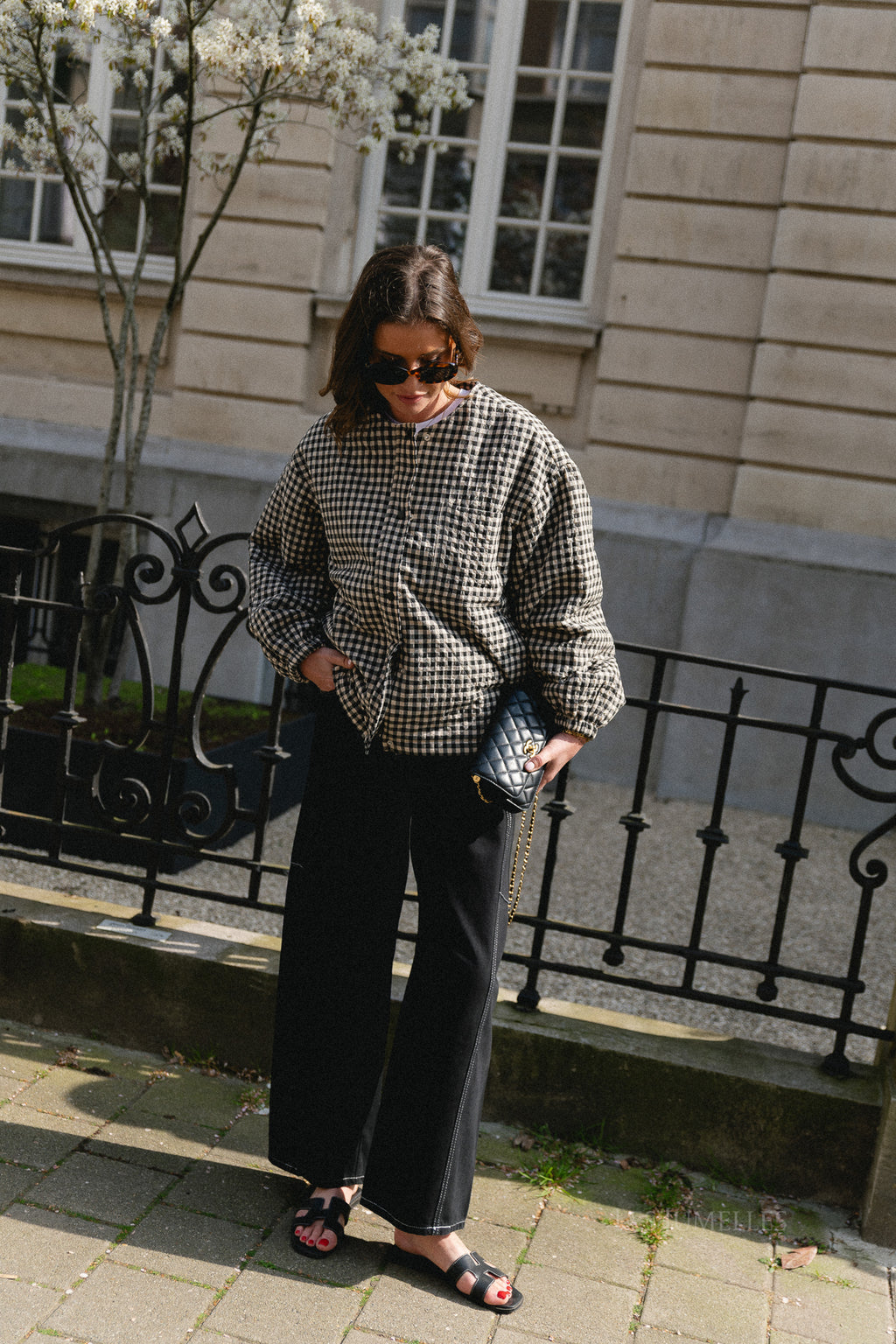 Brooklyn jacket almond milk & black gingham