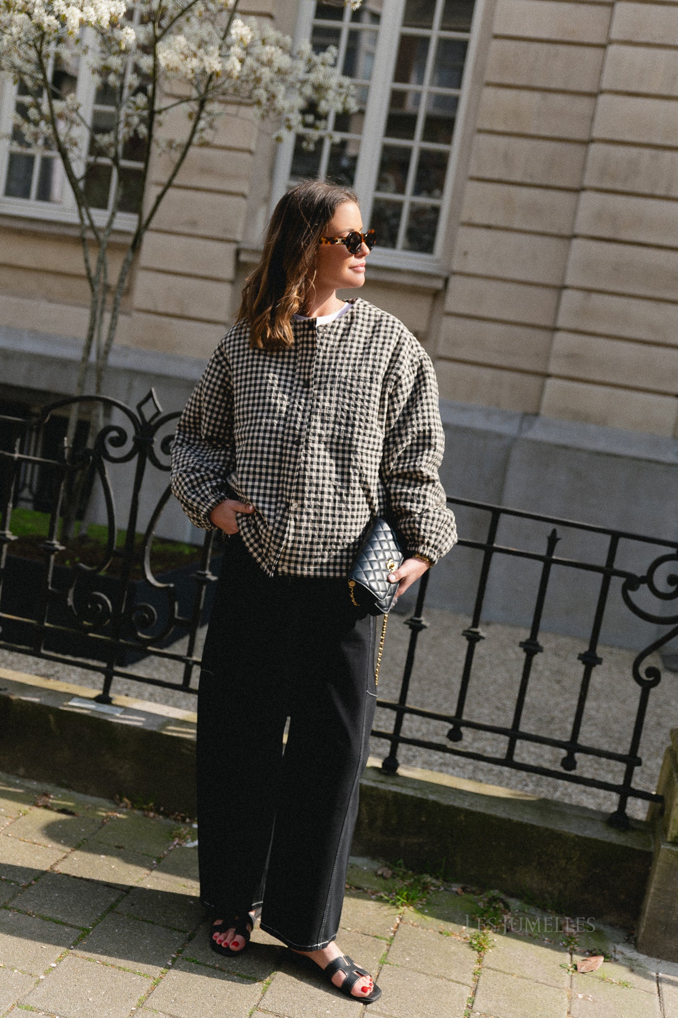 Brooklyn jacket almond milk & black gingham