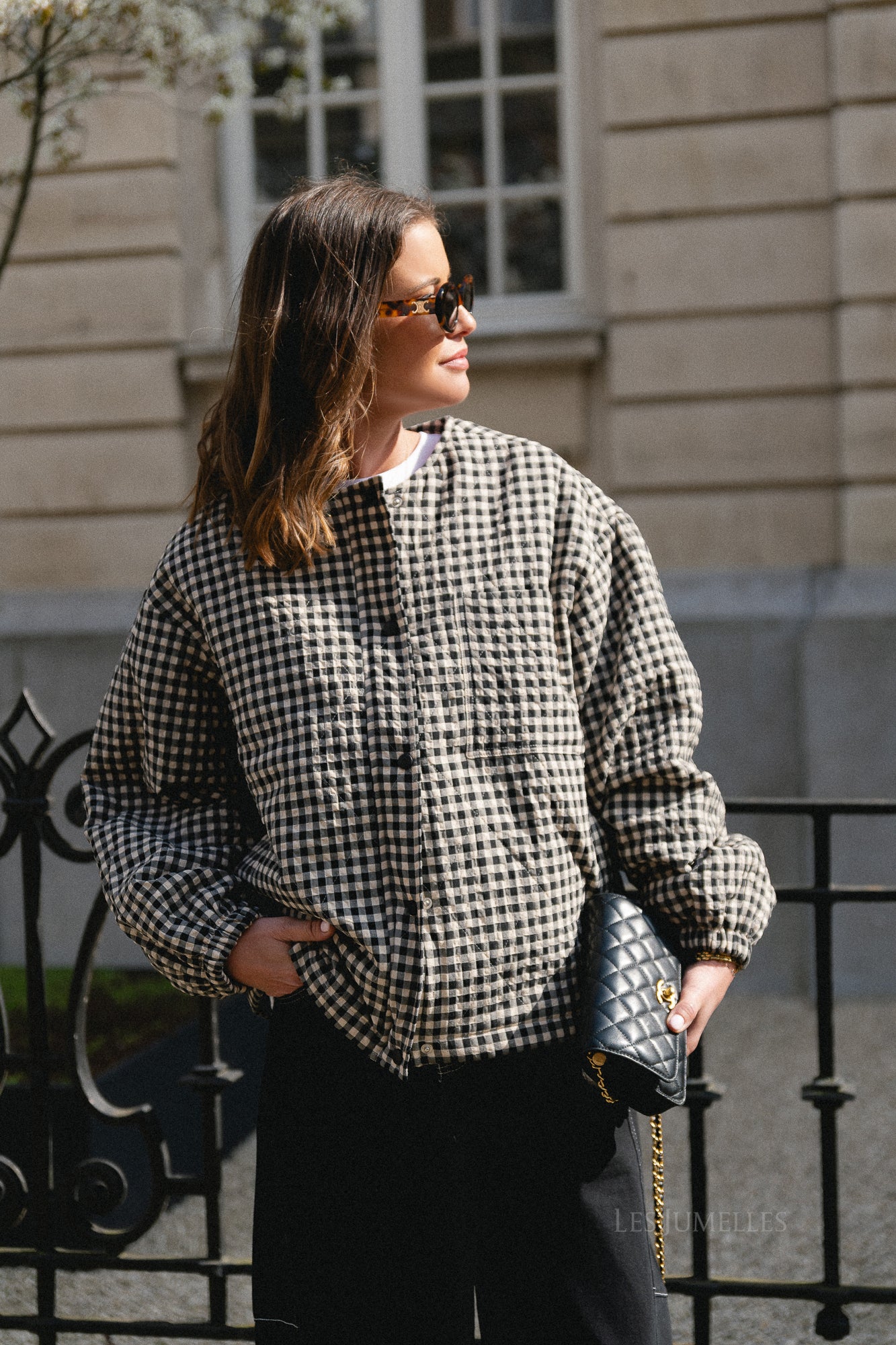 Brooklyn jacket almond milk & black gingham