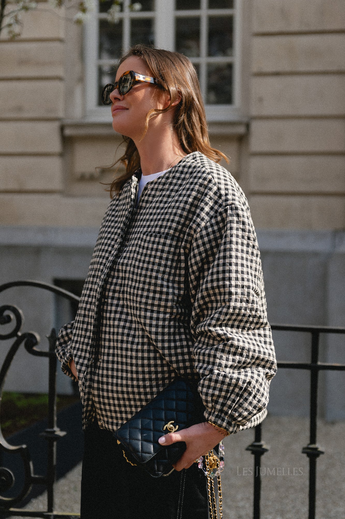 Brooklyn jacket almond milk & black gingham