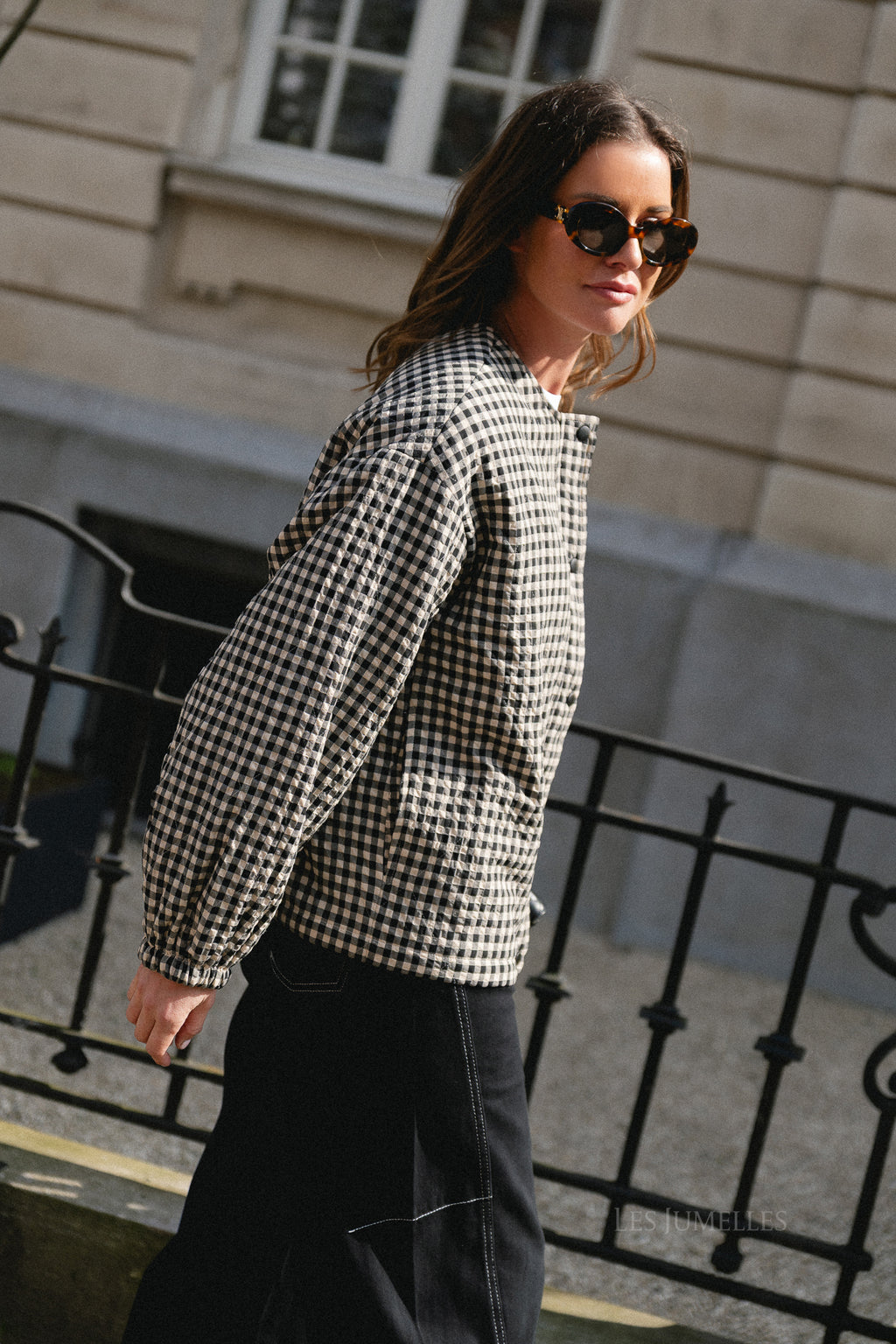 Brooklyn jacket almond milk & black gingham