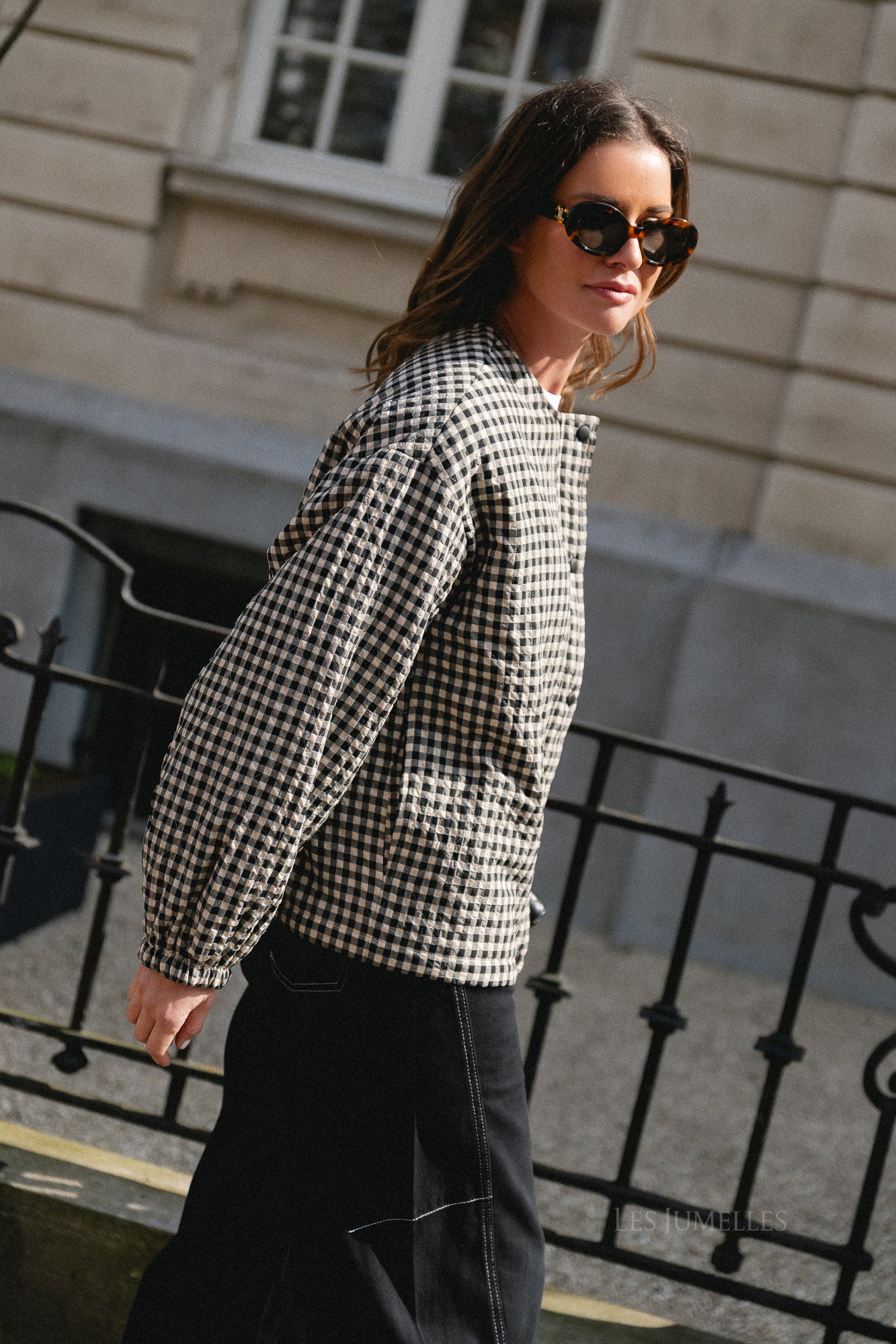Brooklyn jacket almond milk & black gingham