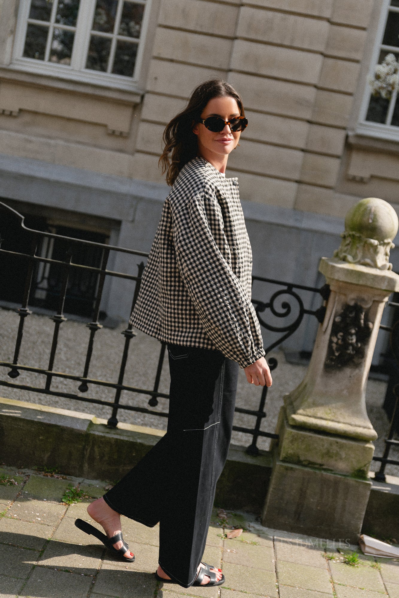 Brooklyn jacket almond milk & black gingham