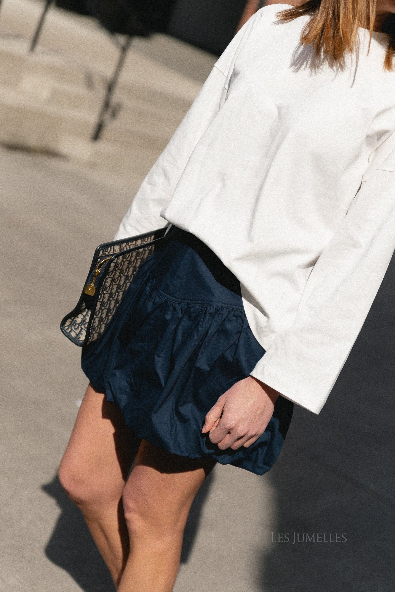 SLWDelia MW short bubble hem skirt dark sapphire