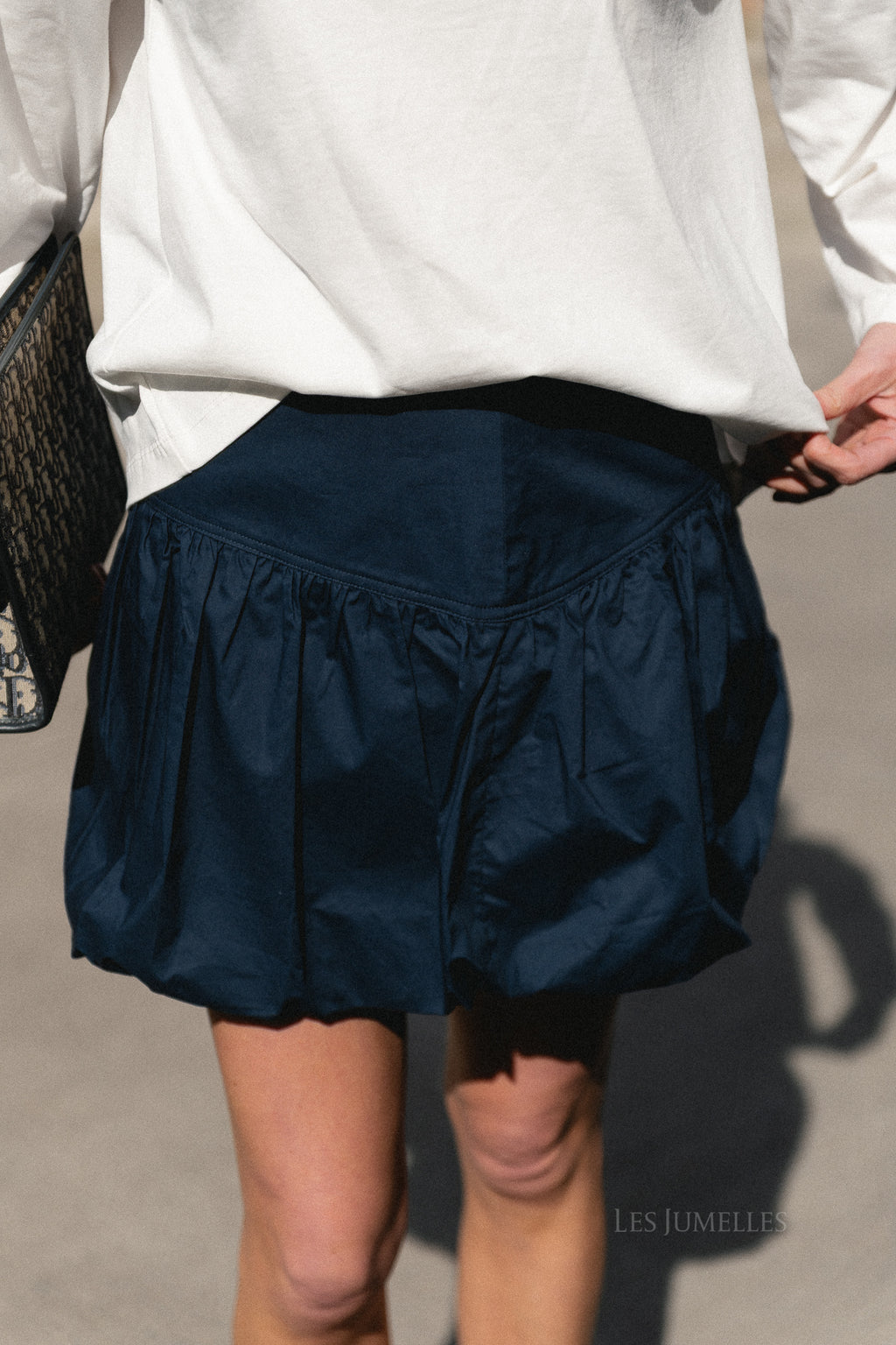 SLWDelia MW short bubble hem skirt dark sapphire