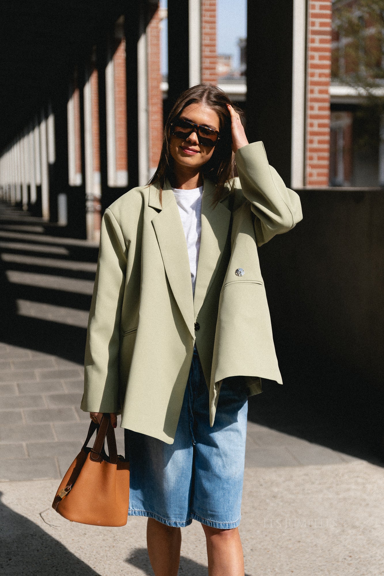 Chloe oversized blazer linden green