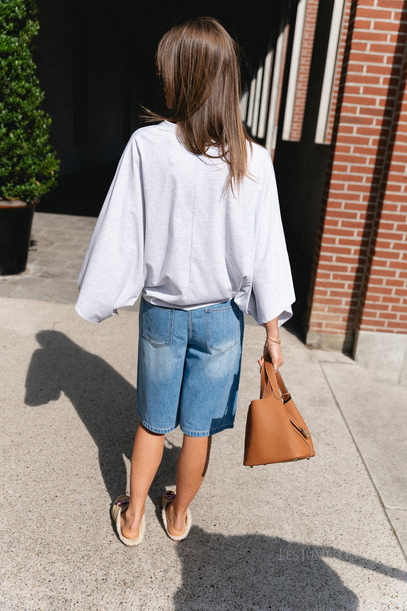 OBJRosie MW long shorts light blue denim