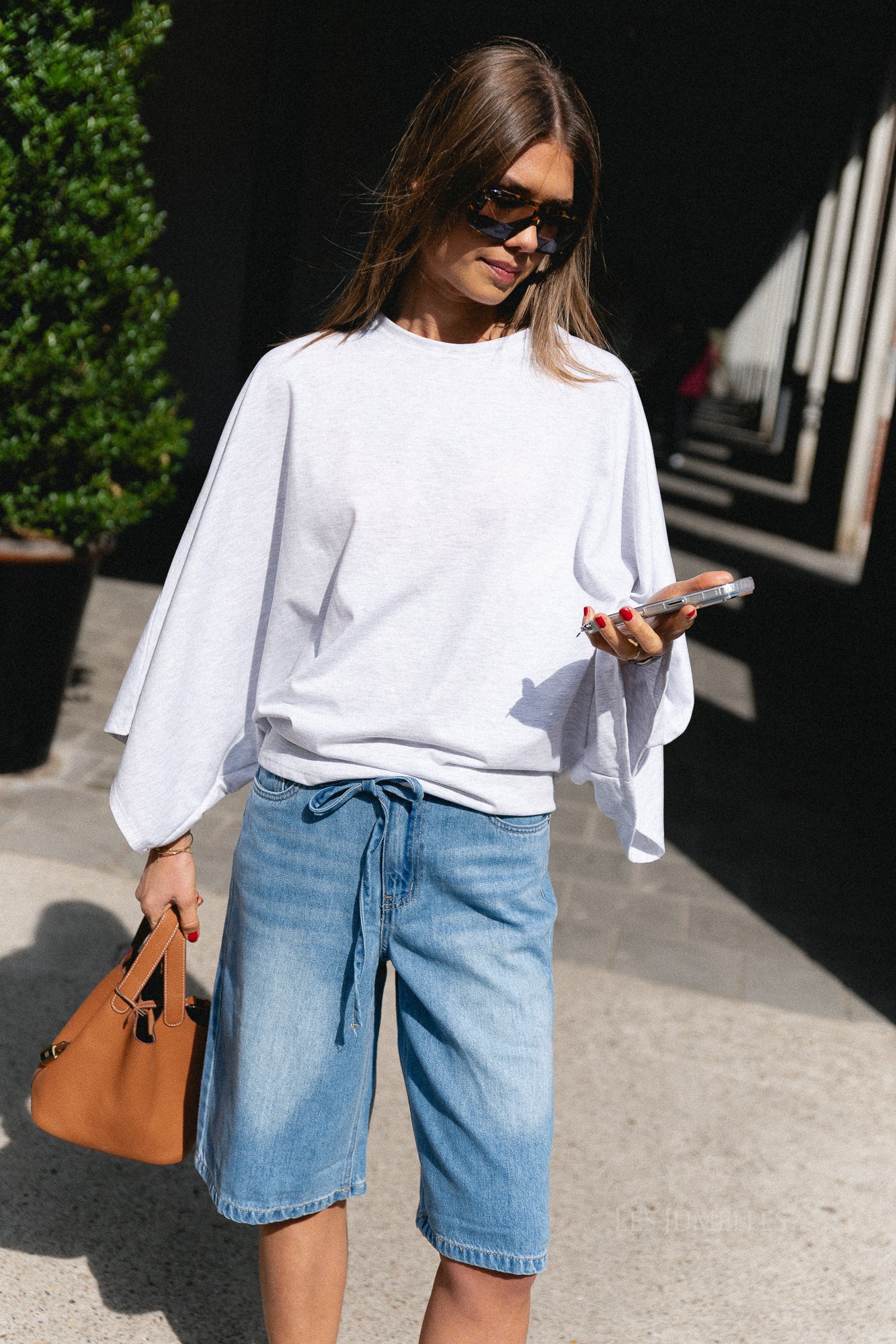 OBJRosie MW long shorts light blue denim