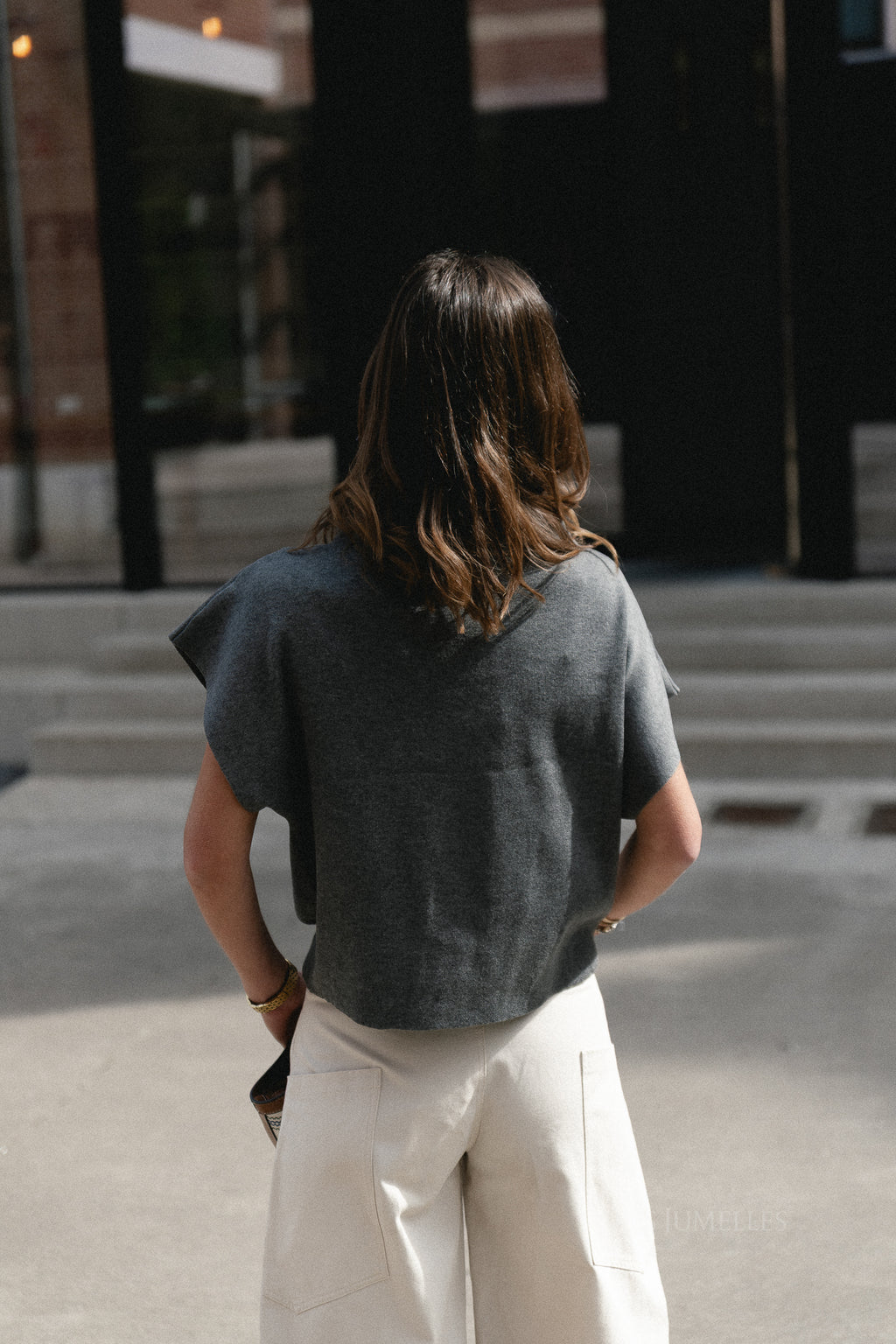 Aimee gebreide top donkergrijs