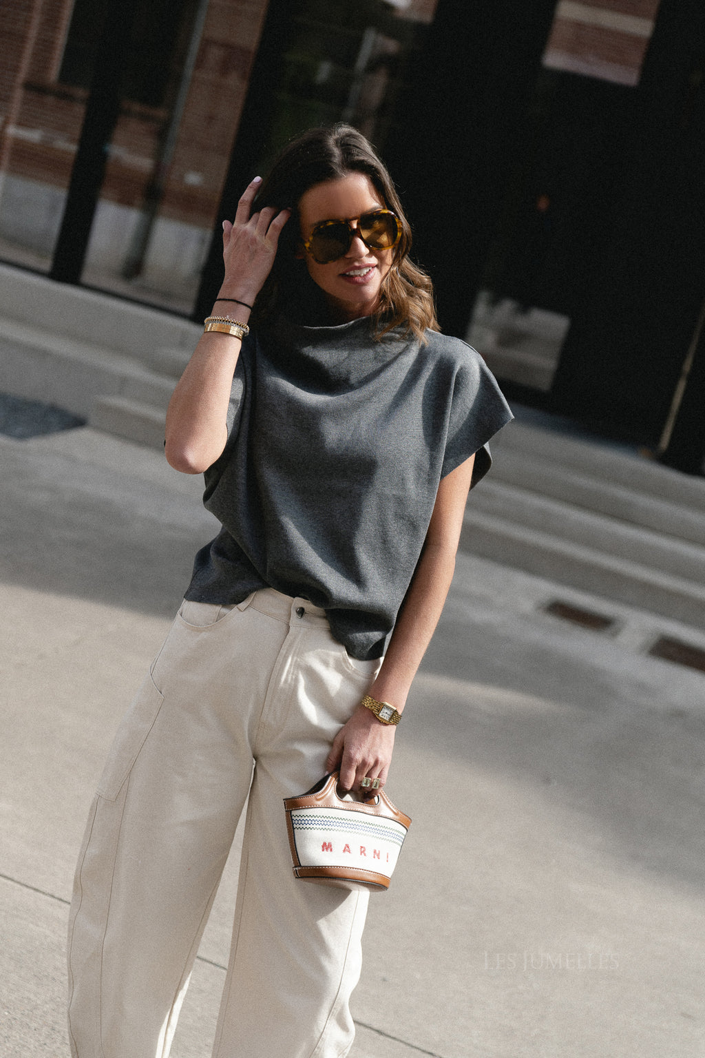 Aimee gebreide top donkergrijs