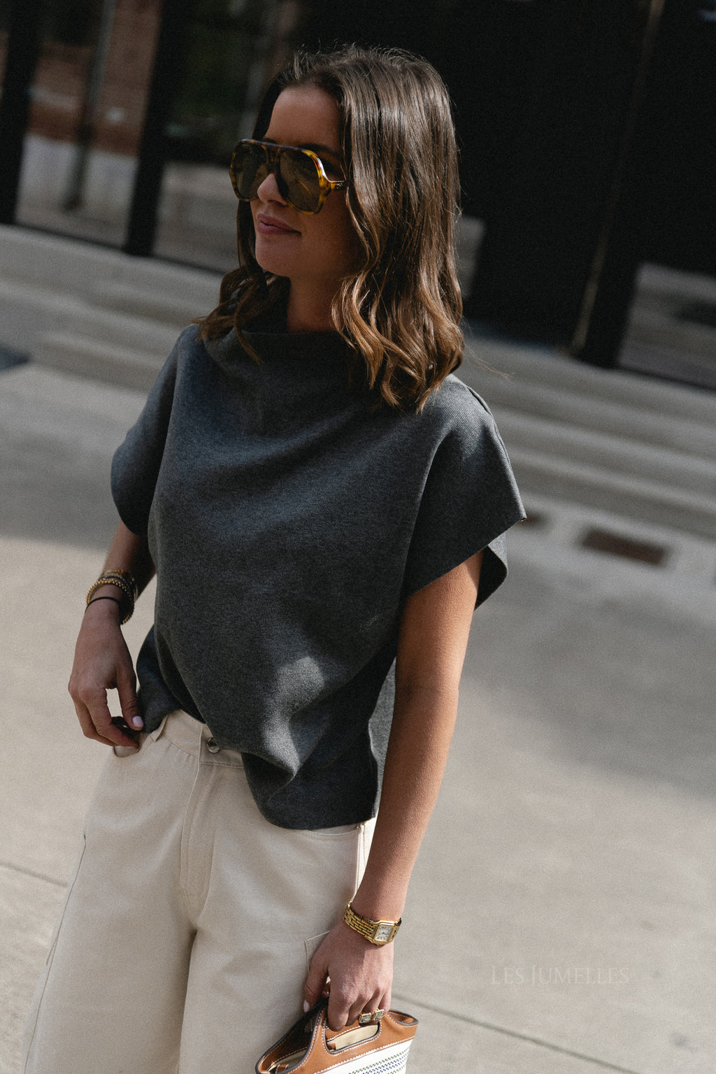 Aimee gebreide top donkergrijs