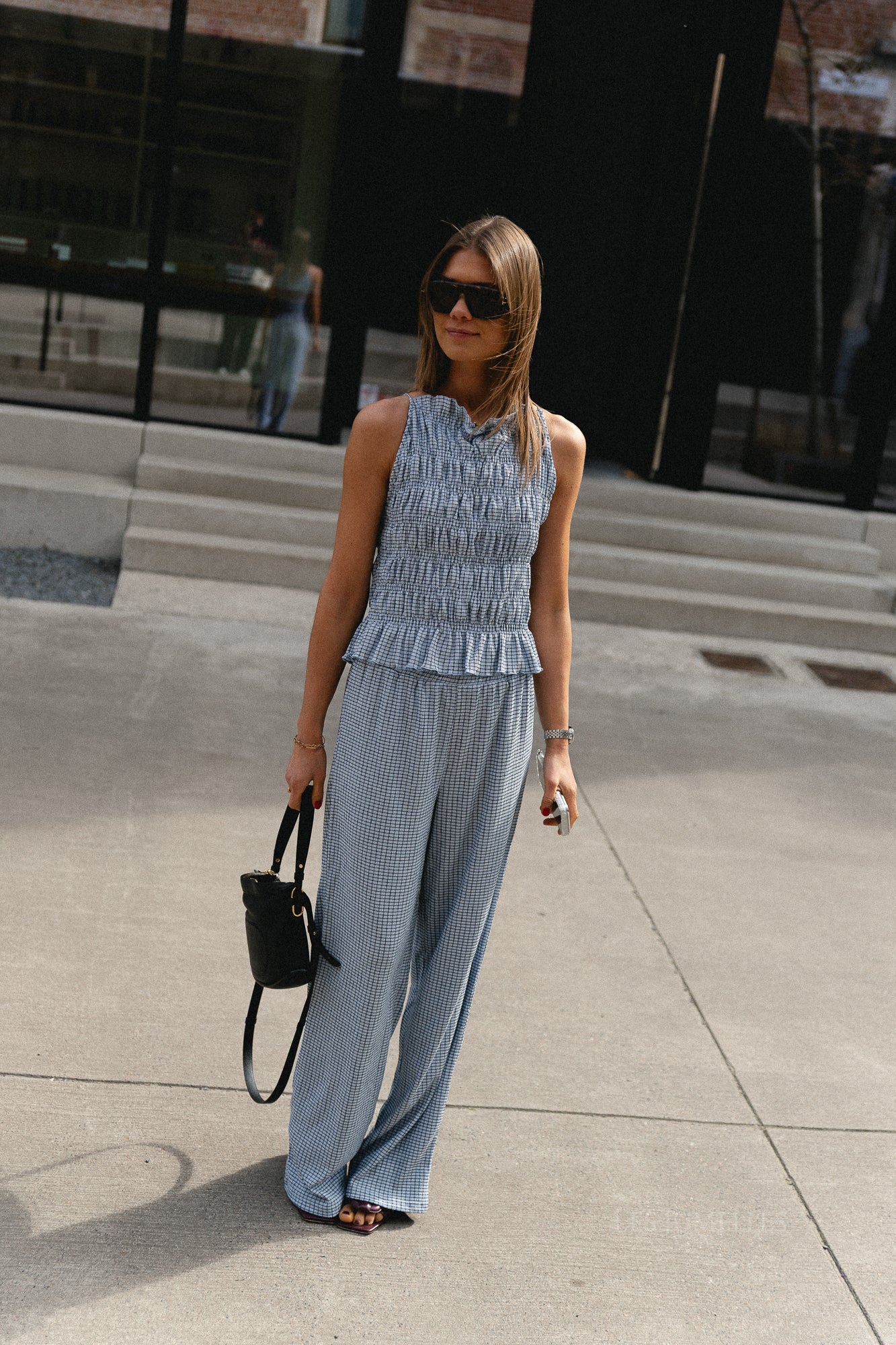 Isobel pants vichy - black & skyway