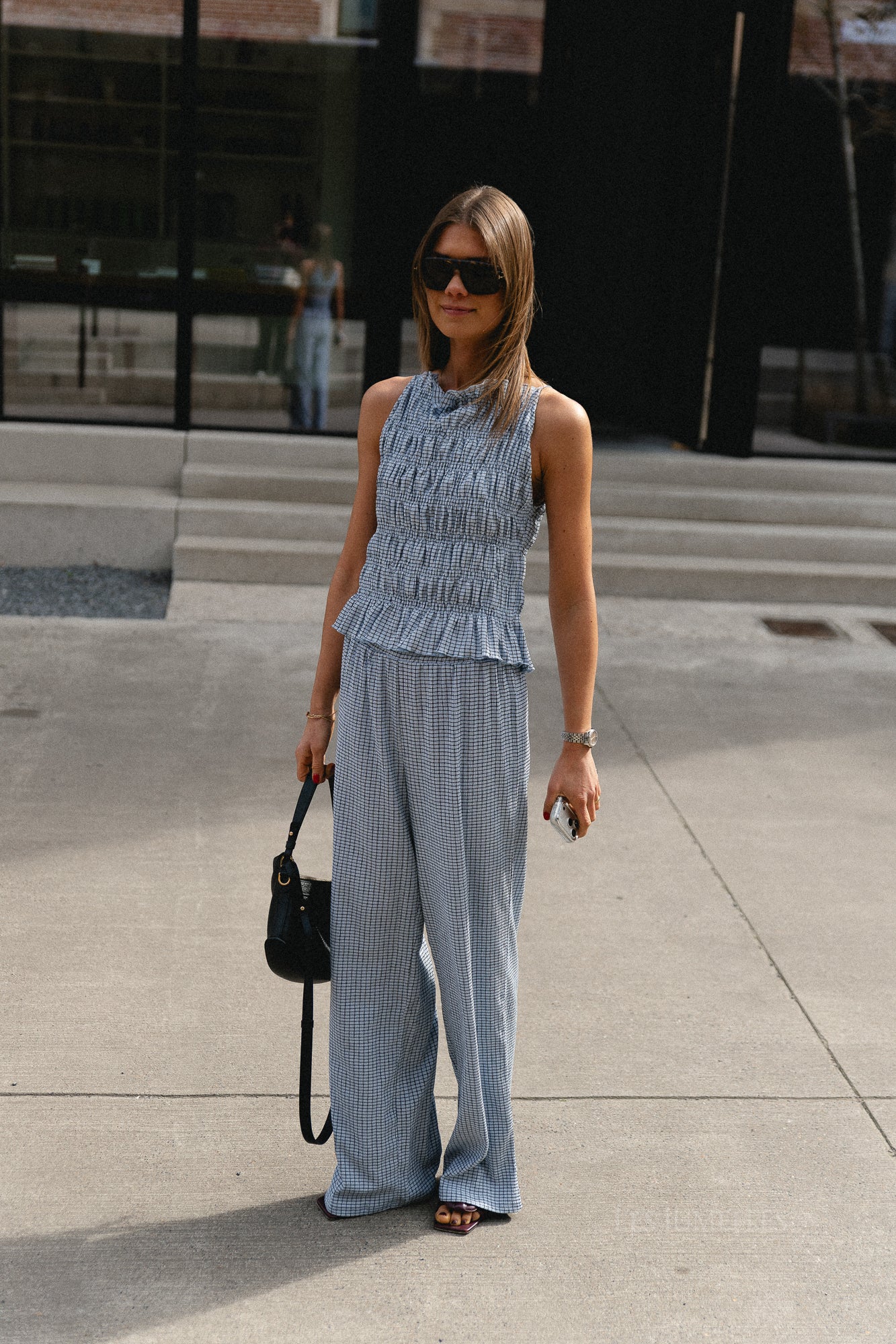 Isobel pants vichy - black & skyway