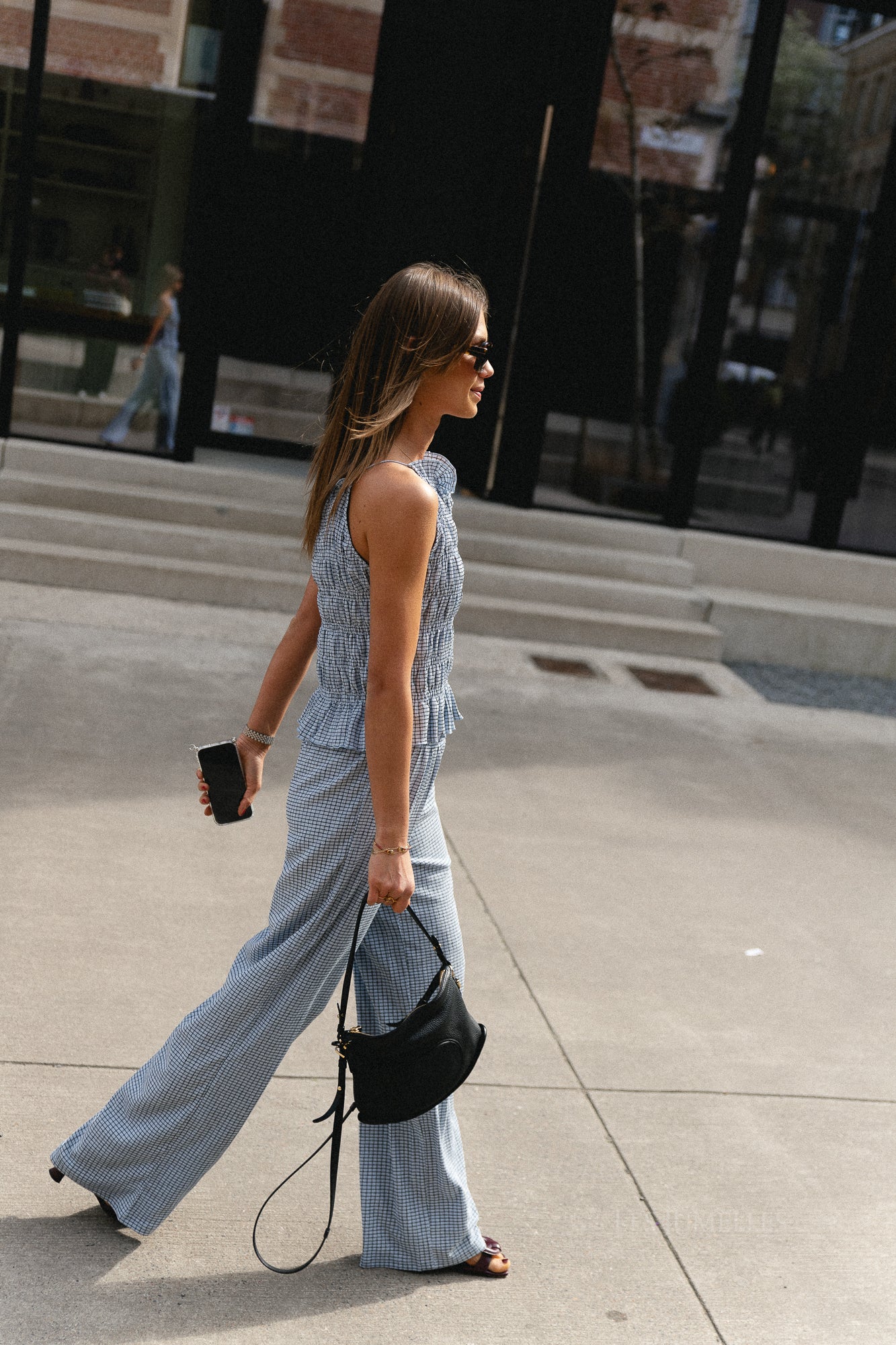 Isobel pants vichy - black & skyway