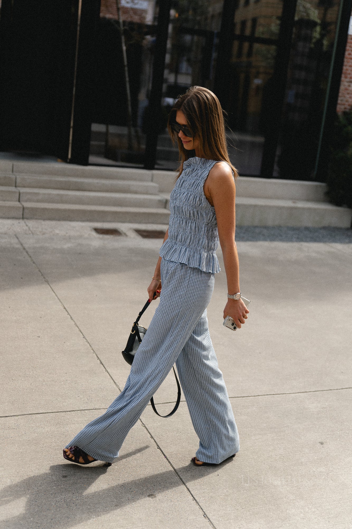 Isobel pants vichy - black & skyway