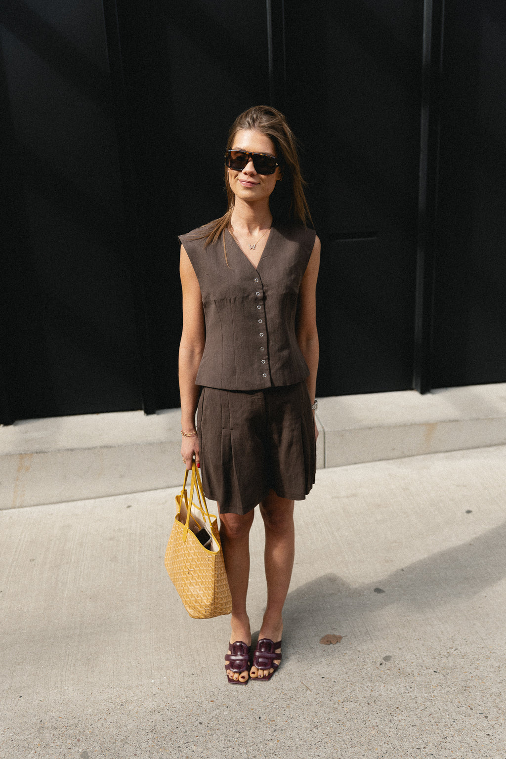 OBJMolly S/L waistcoat seal brown