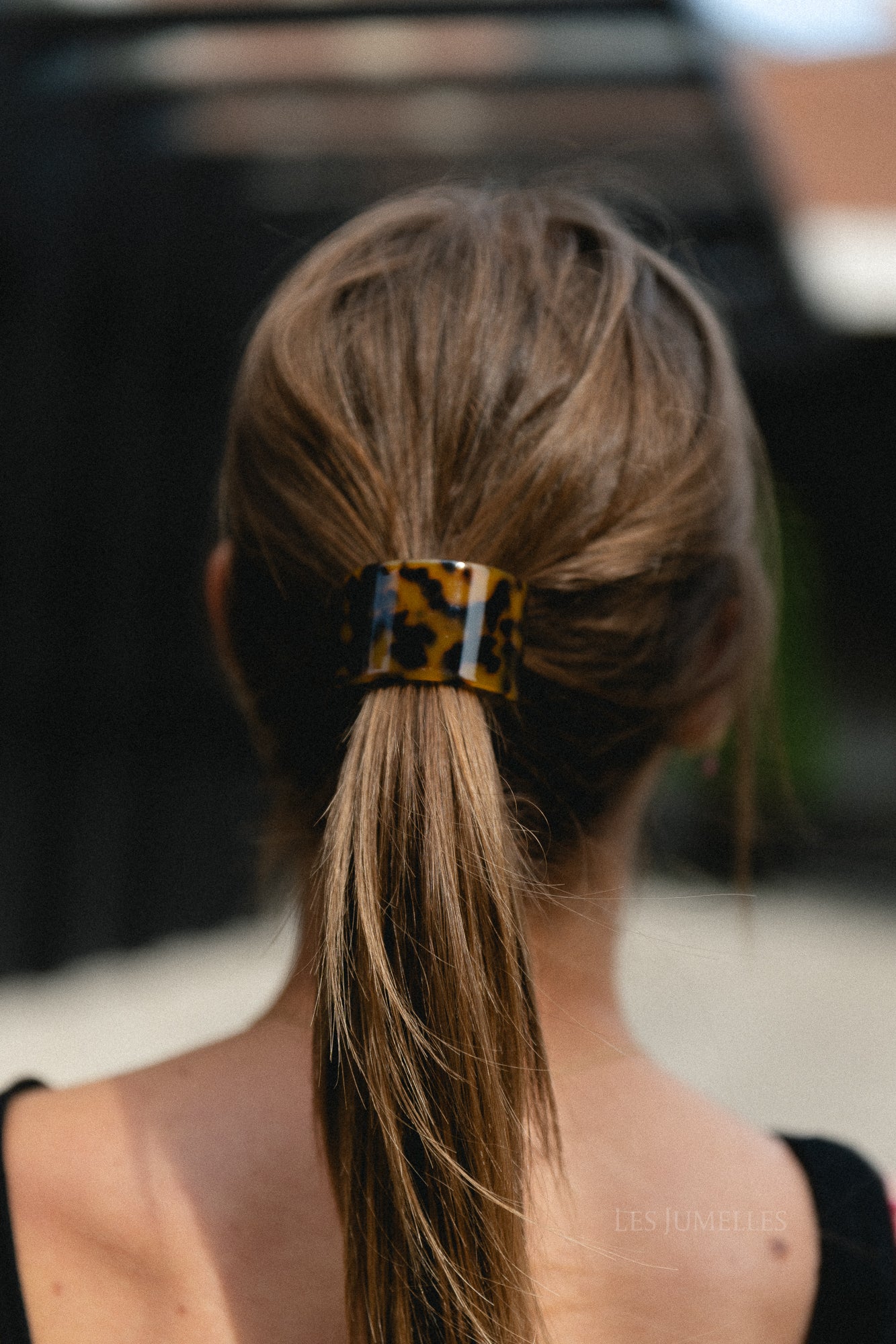 Tortoiseshell hair cuff with elastic - brown