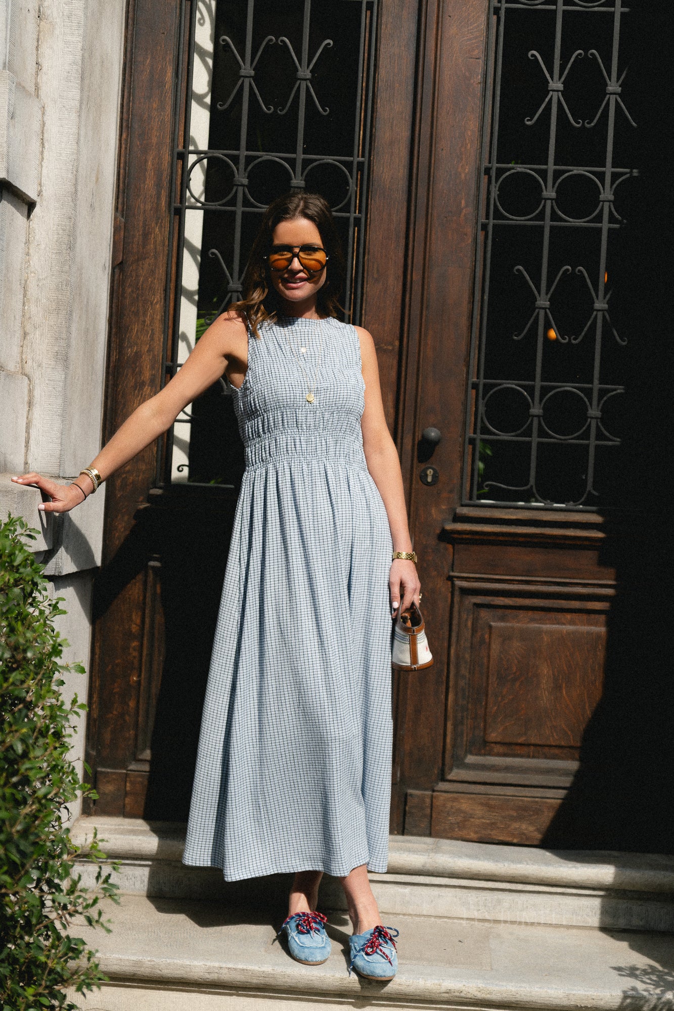 Evelin dress vichy - black & skyway