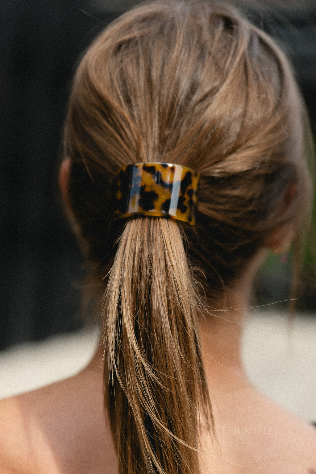 Tortoiseshell hair cuff with elastic - brown