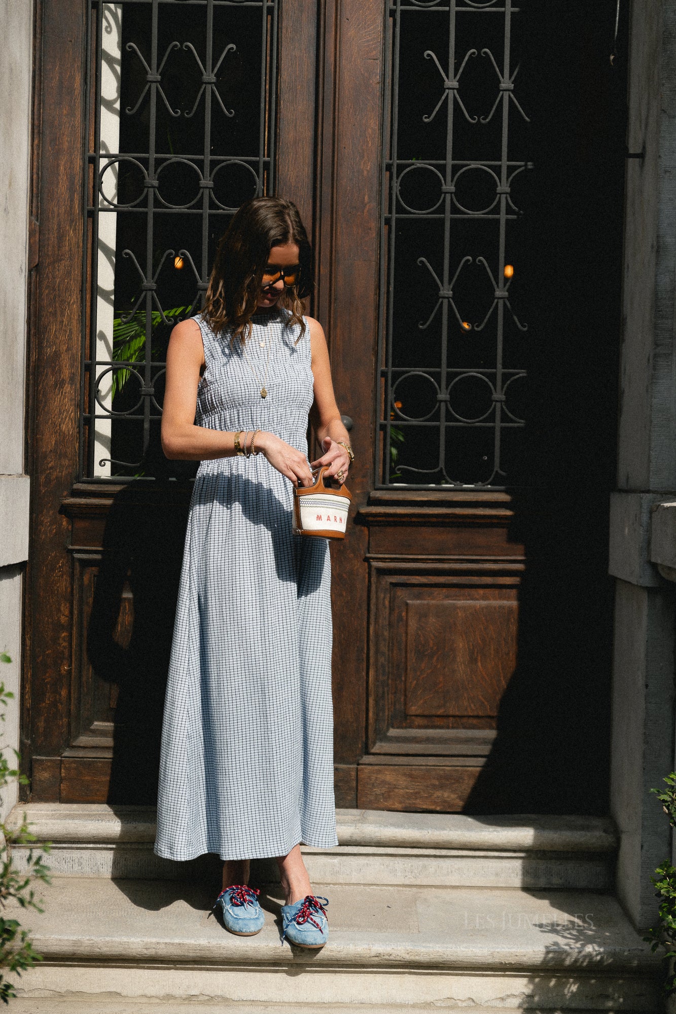 Evelin dress vichy - black & skyway