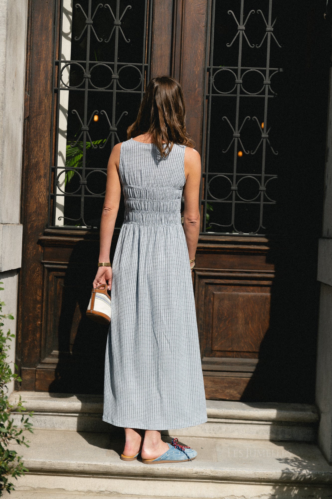 Evelin dress vichy - black & skyway