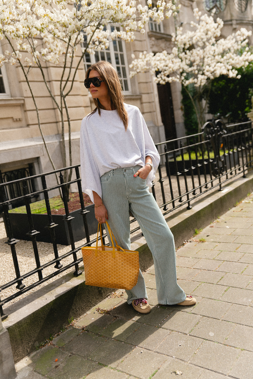 OBJSanni MW wide jeans cloud dancer/botanical