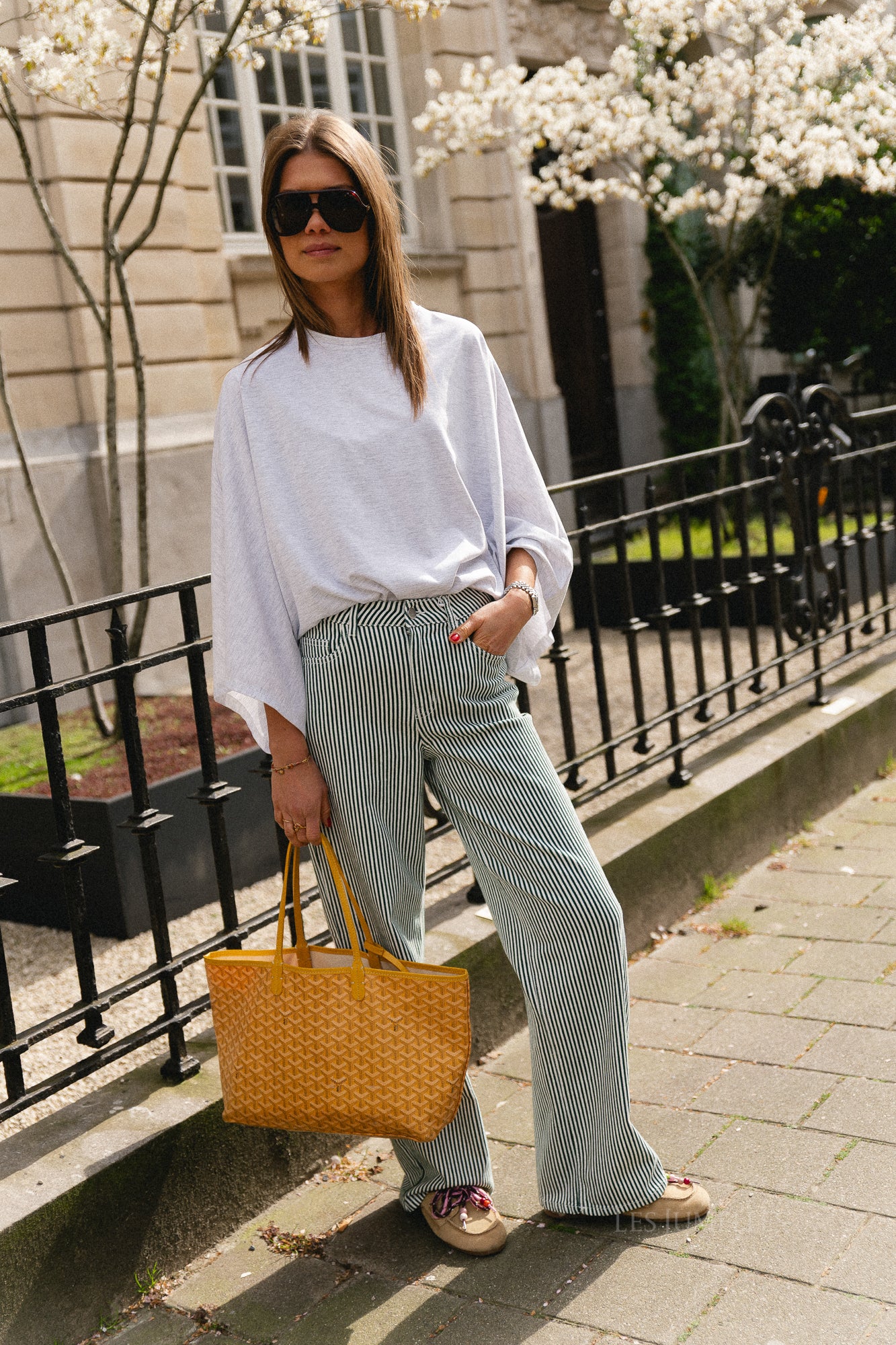 OBJSanni MW wide jeans cloud dancer/botanical