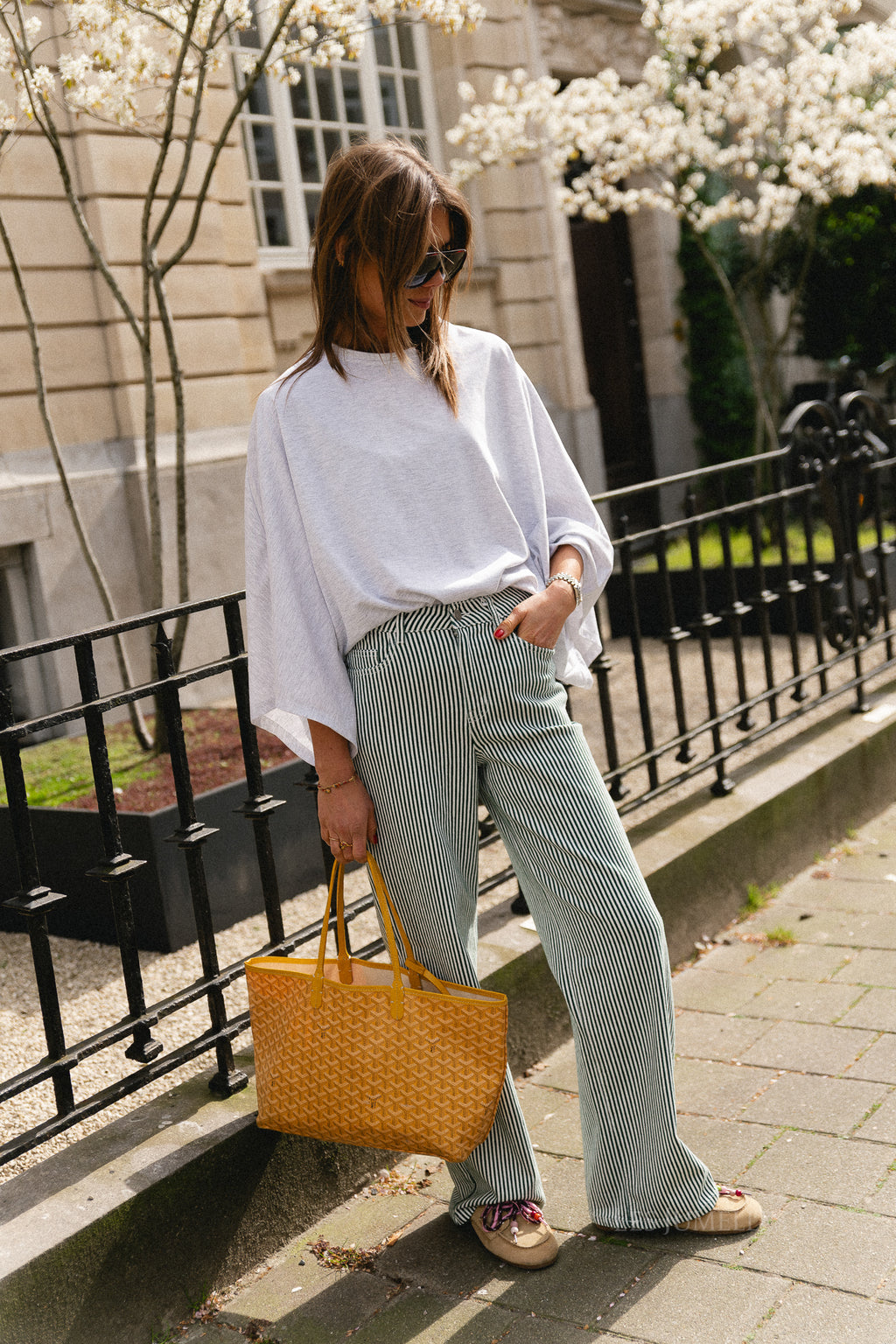 OBJSanni MW wide jeans cloud dancer/botanical