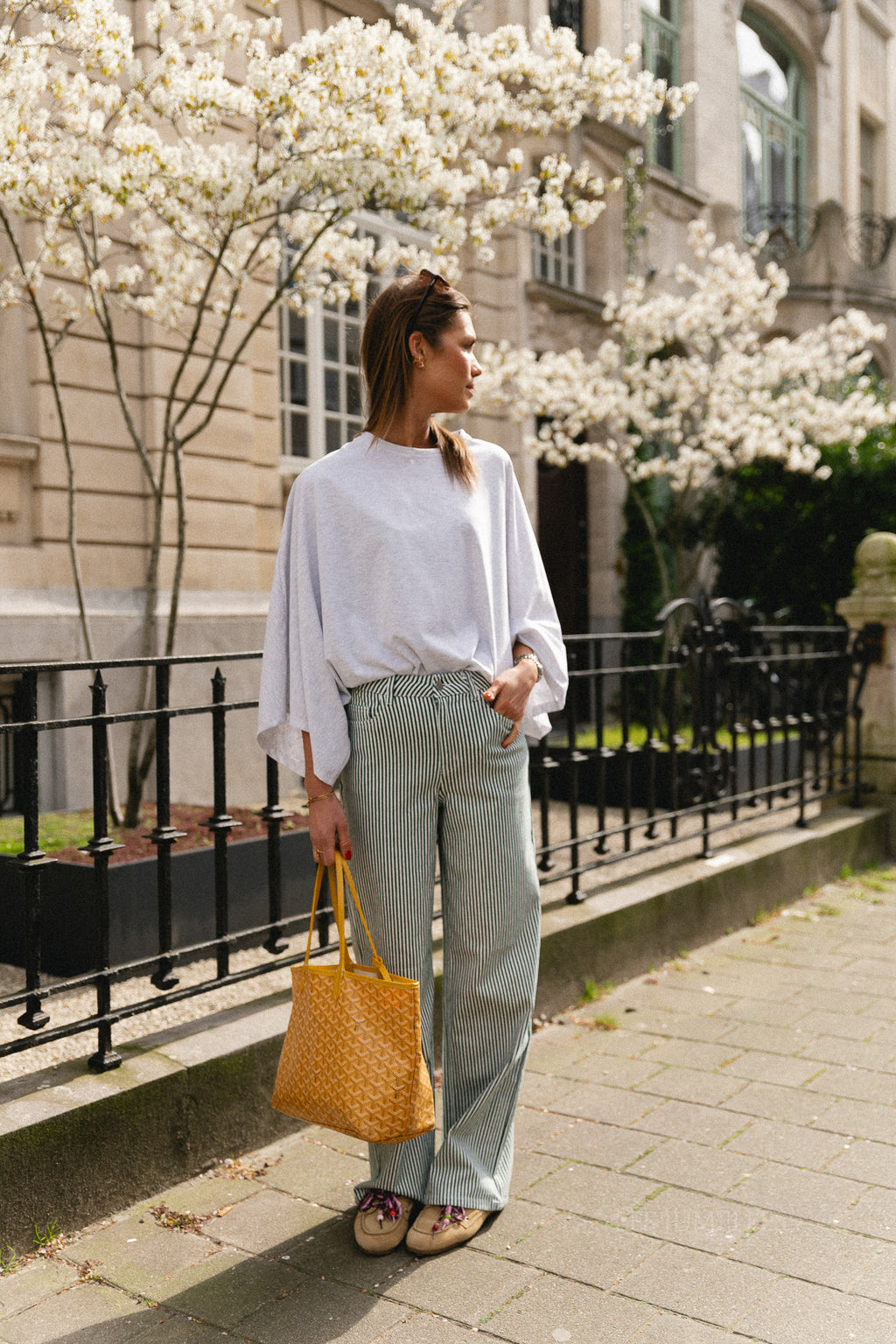 OBJSanni MW wide jeans cloud dancer/botanical