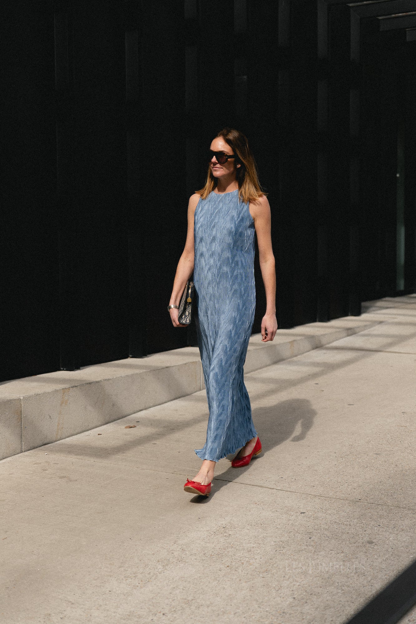 SLFAnya regular ankle plisse dress dusty blue