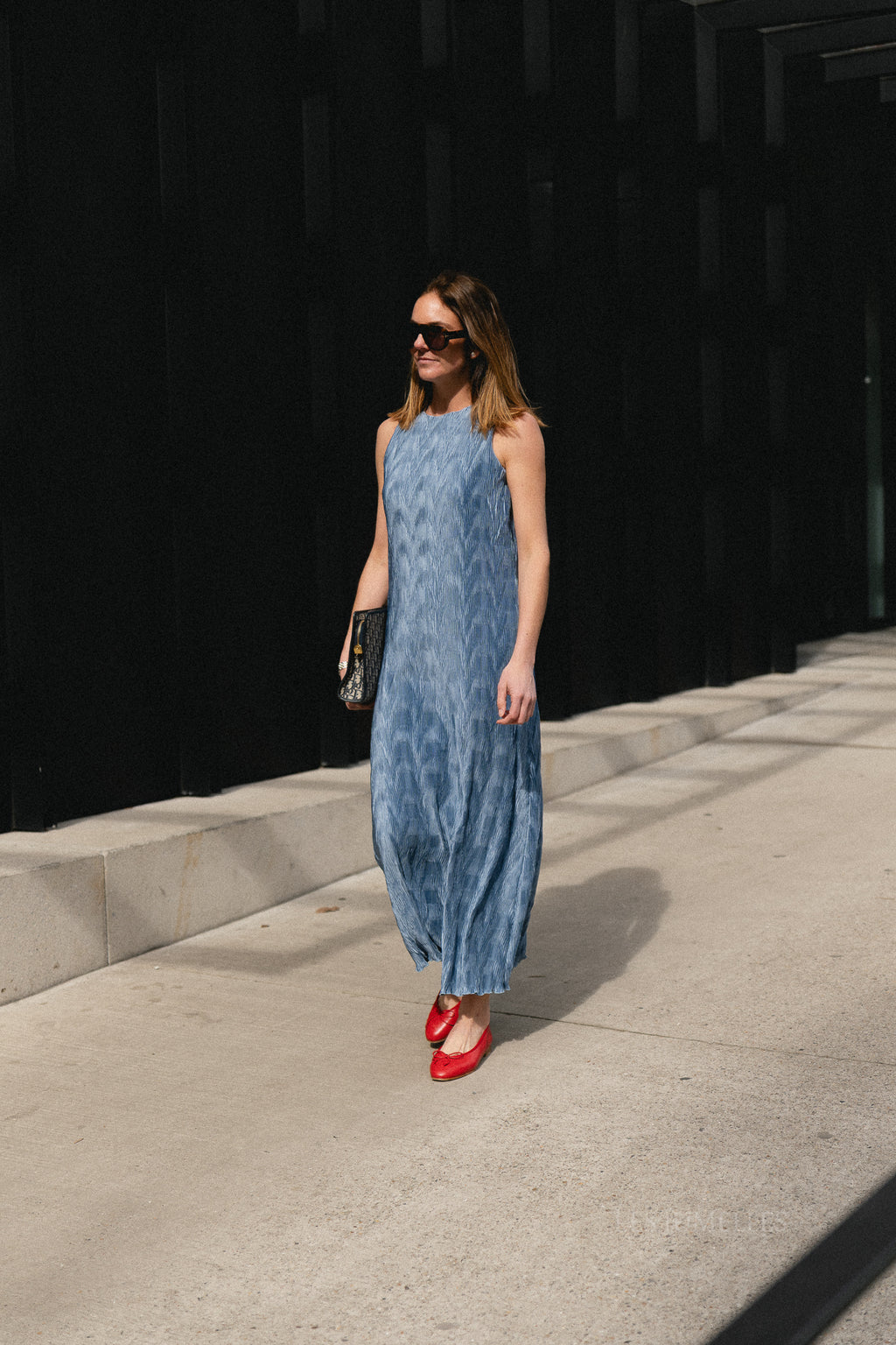 SLFAnya regular ankle plisse dress dusty blue