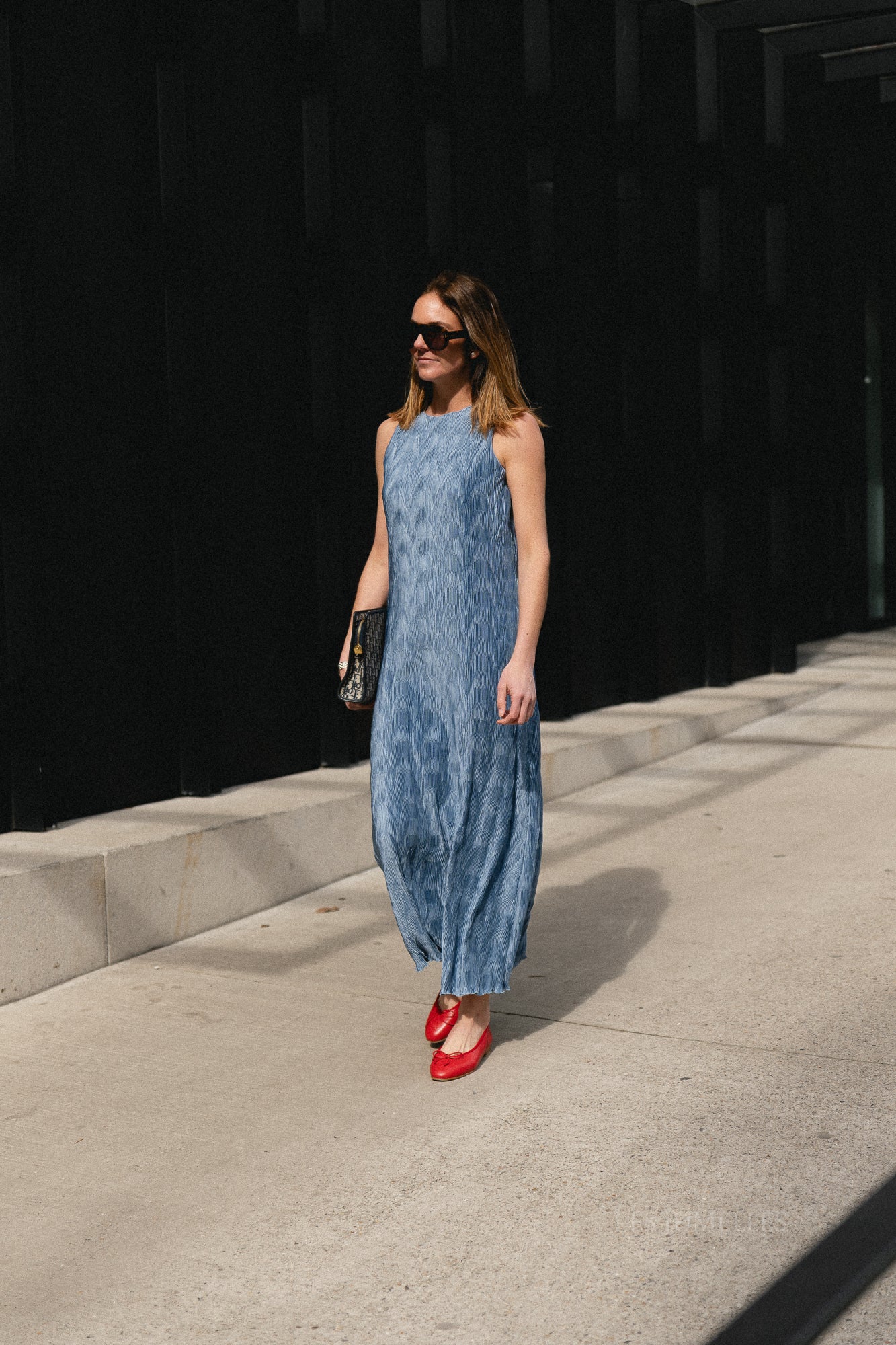 SLFAnya regular ankle plisse dress dusty blue