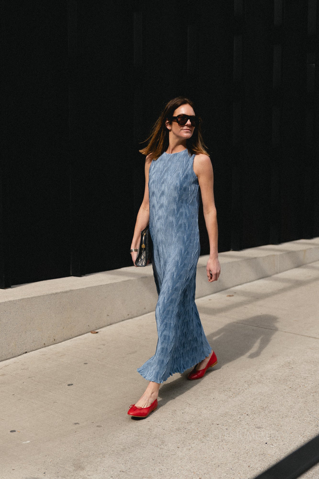 SLFAnya regular ankle plisse dress dusty blue