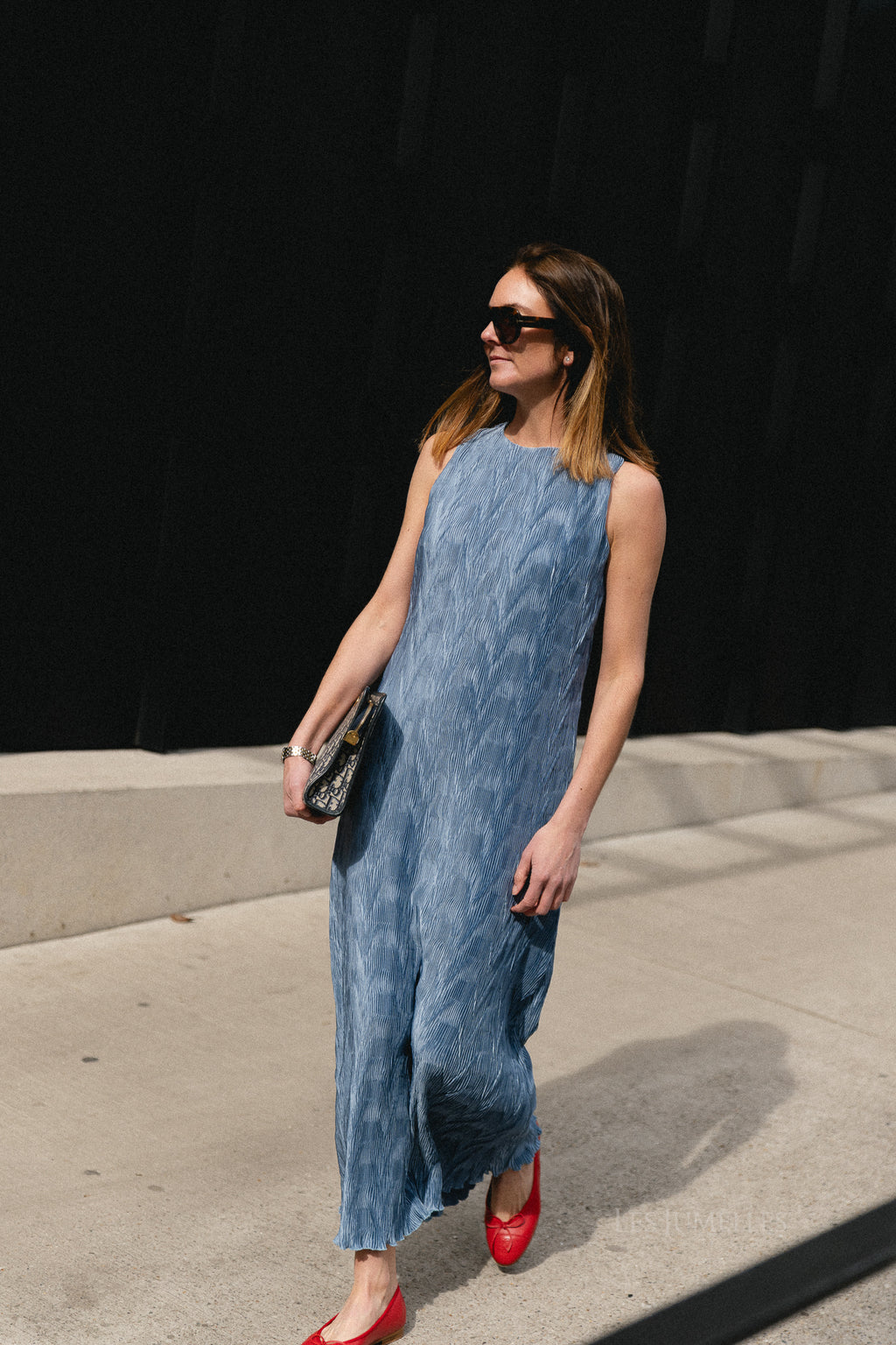 SLFAnya regular ankle plisse dress dusty blue