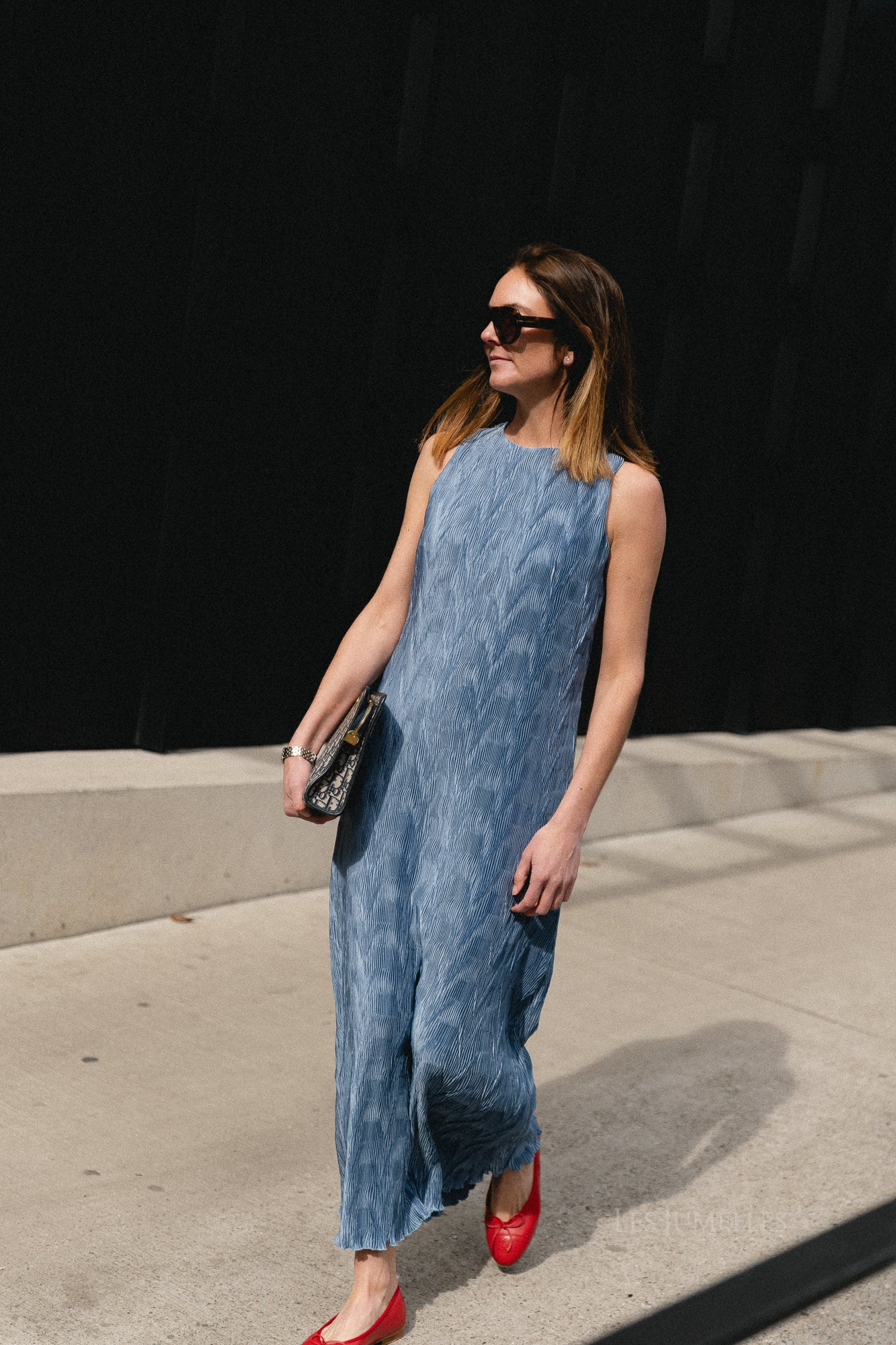 SLFAnya regular ankle plisse dress dusty blue