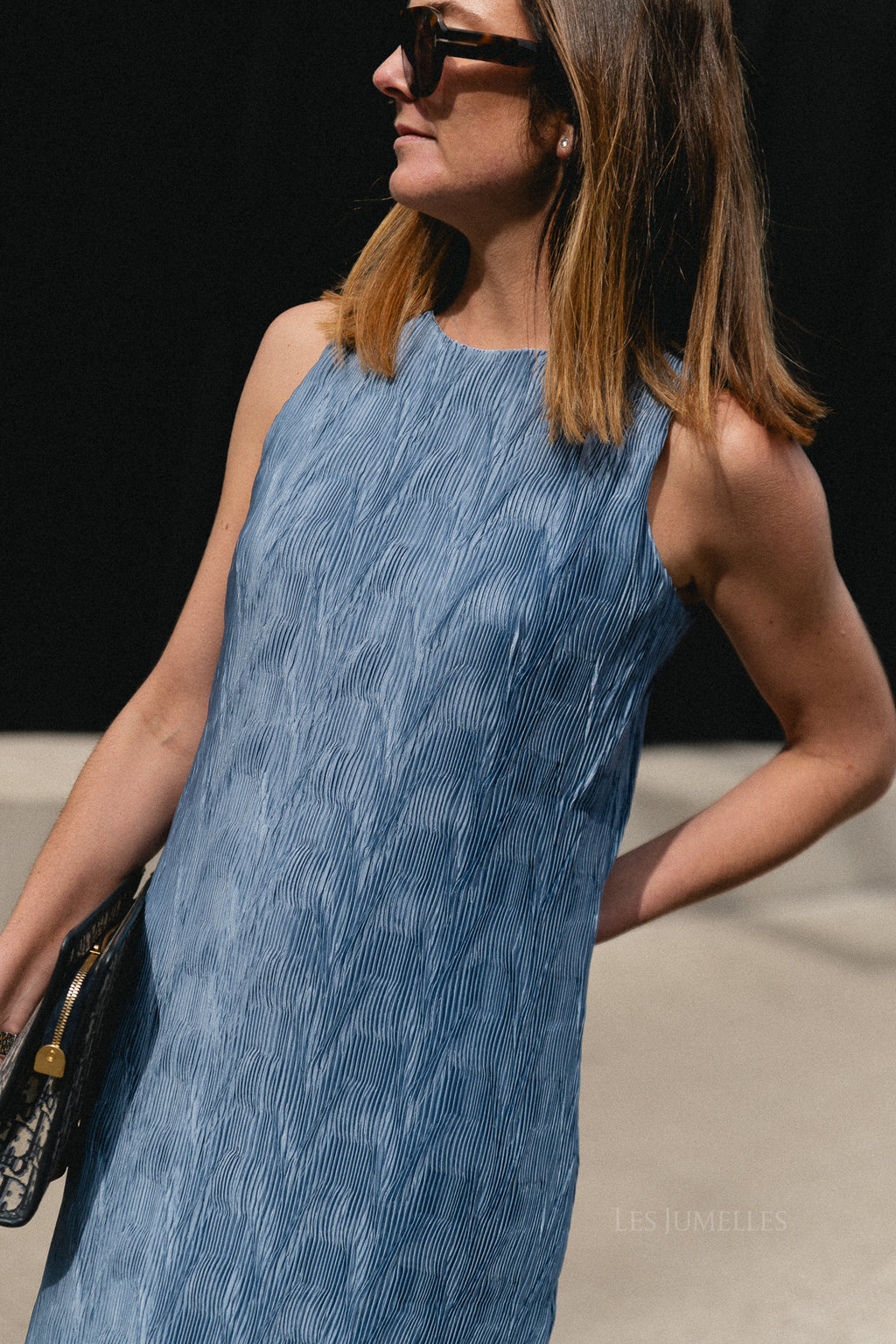 SLFAnya regular ankle plisse dress dusty blue