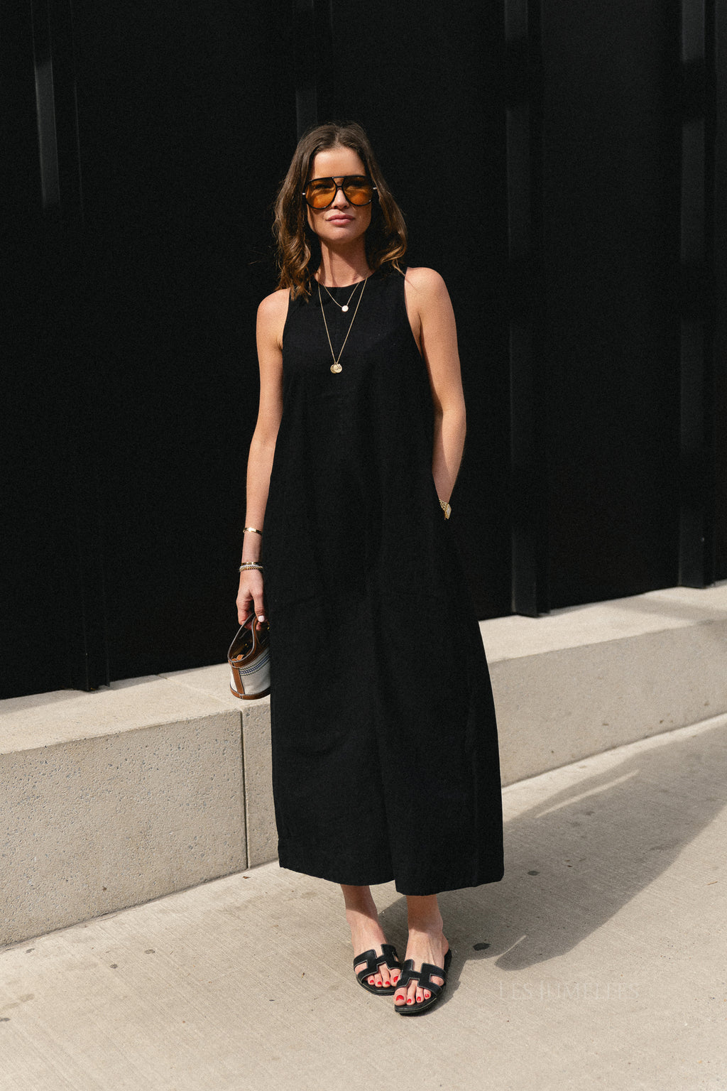 SLFLuisa relaxed linen blend dress black