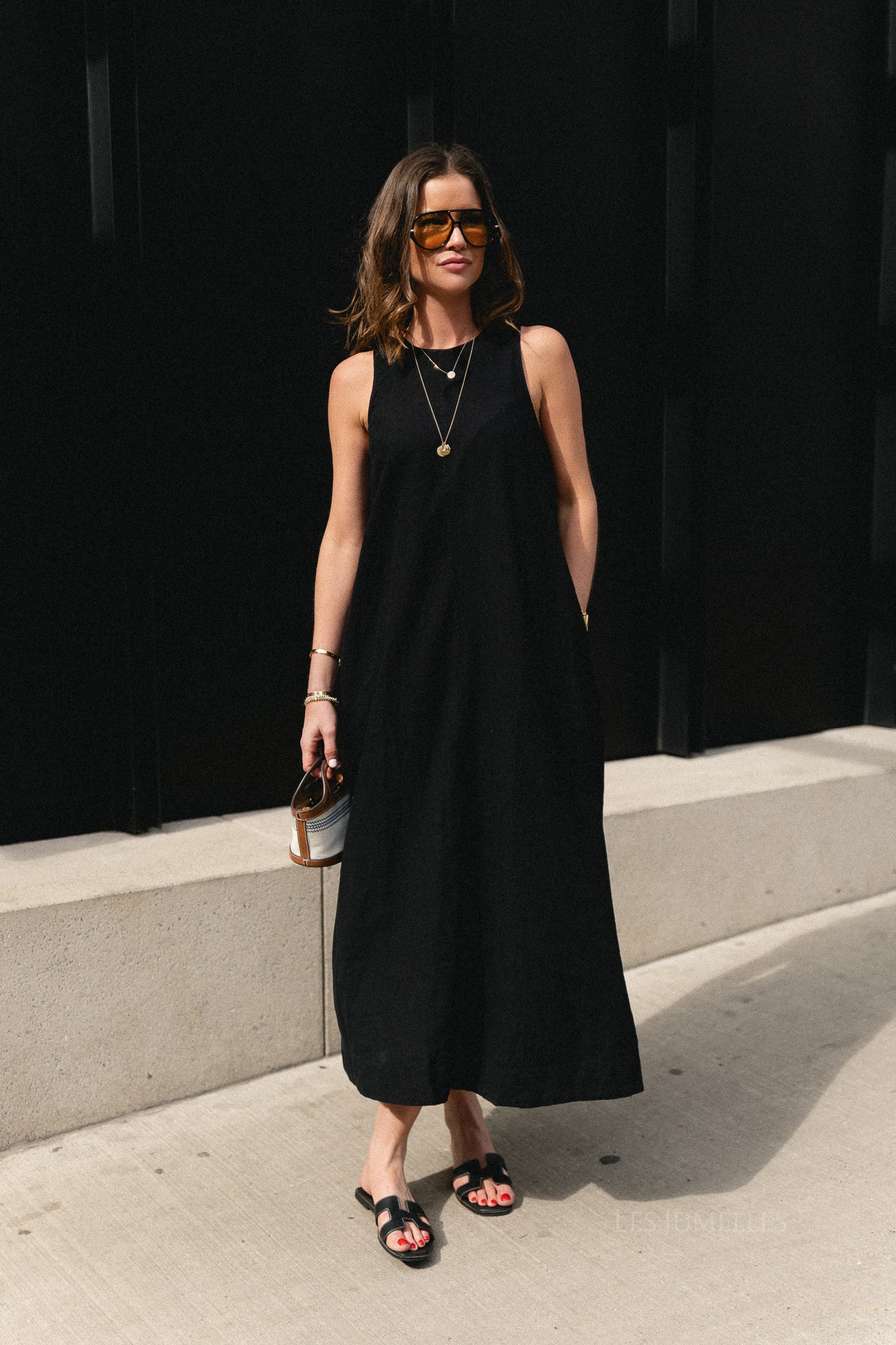 SLFLuisa relaxed linen blend dress black