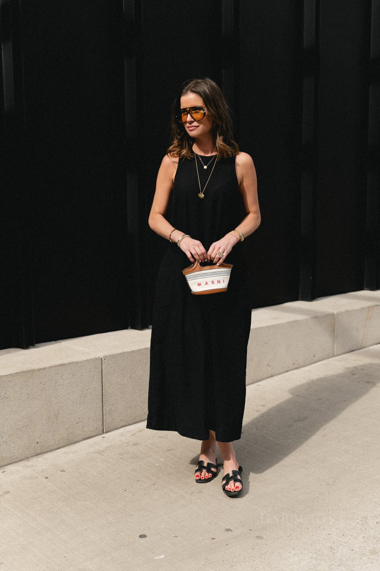 SLFLuisa relaxed linen blend dress black