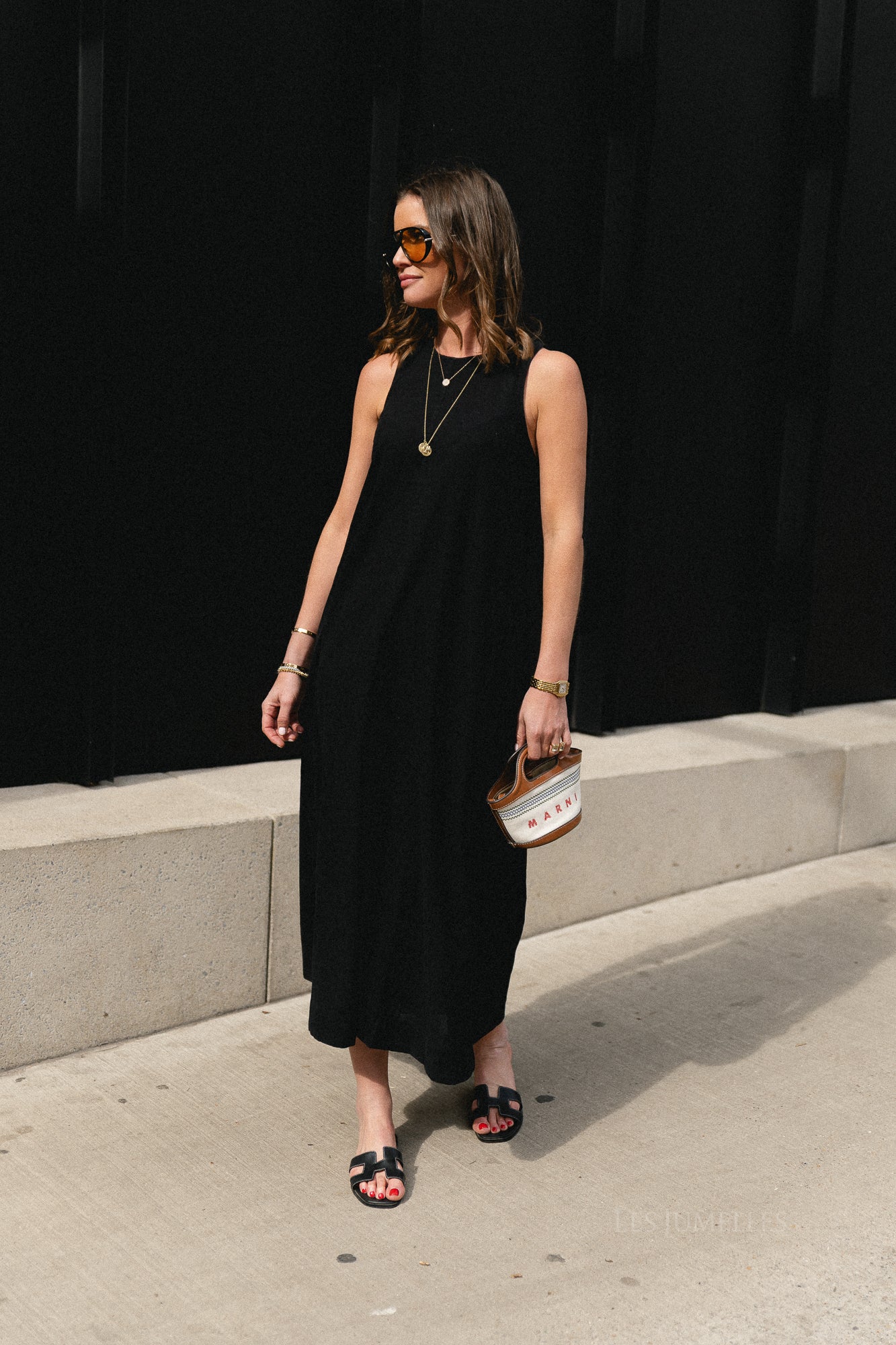 SLFLuisa relaxed linen blend dress black