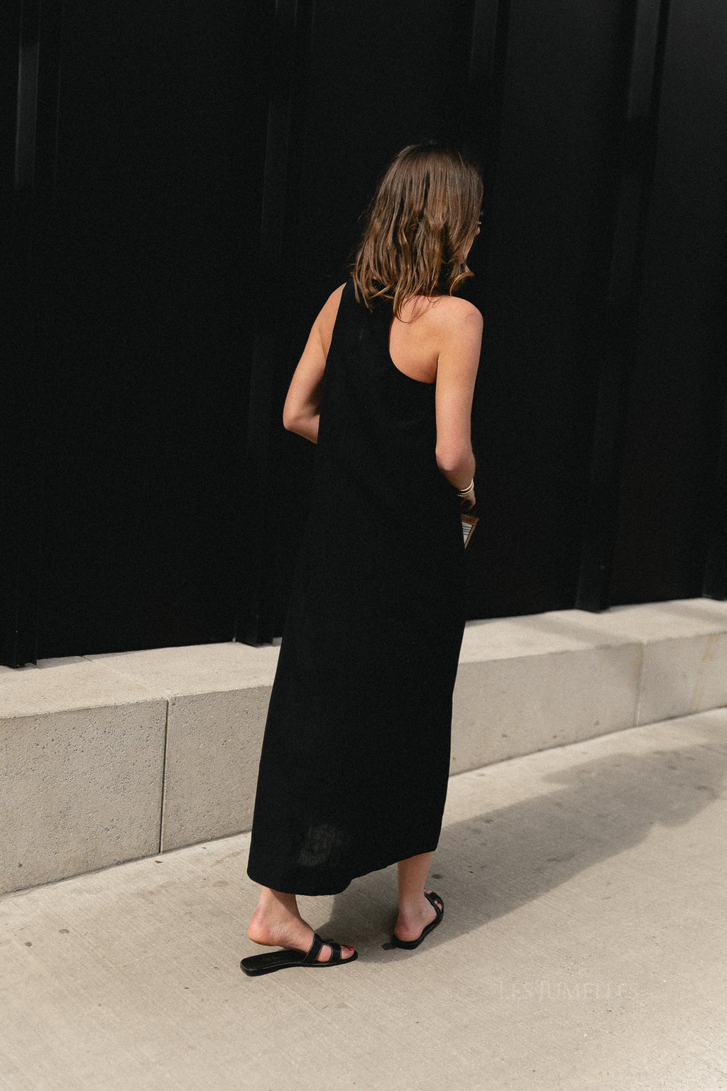 SLFLuisa relaxed linen blend dress black