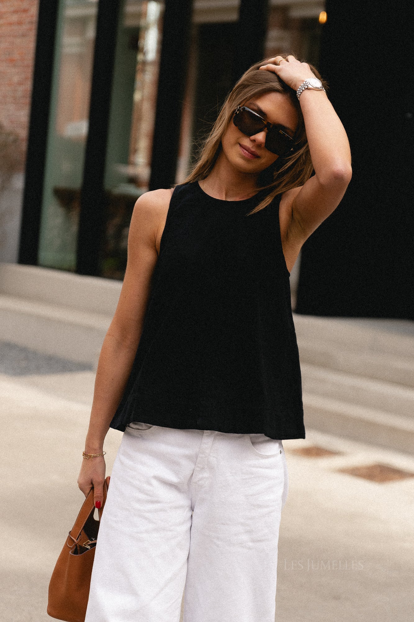 SLFLuisa relaxed linen blend top black