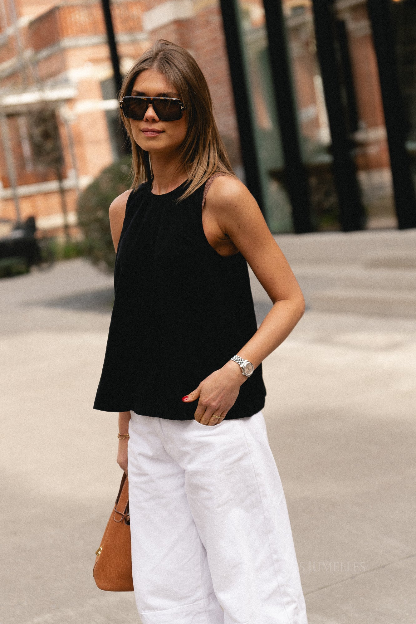 SLFLuisa relaxed linen blend top black