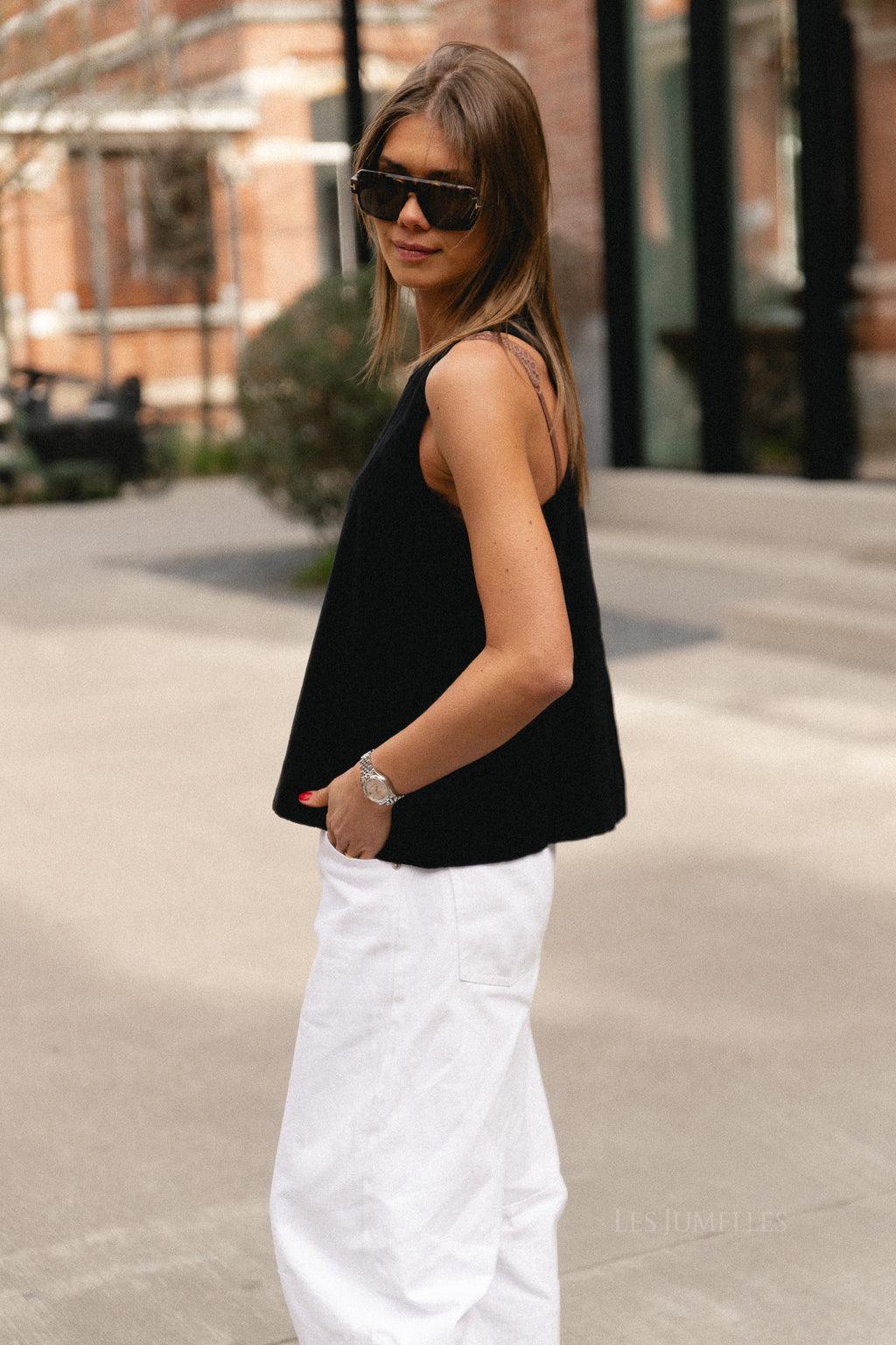 SLFLuisa relaxed linen blend top black