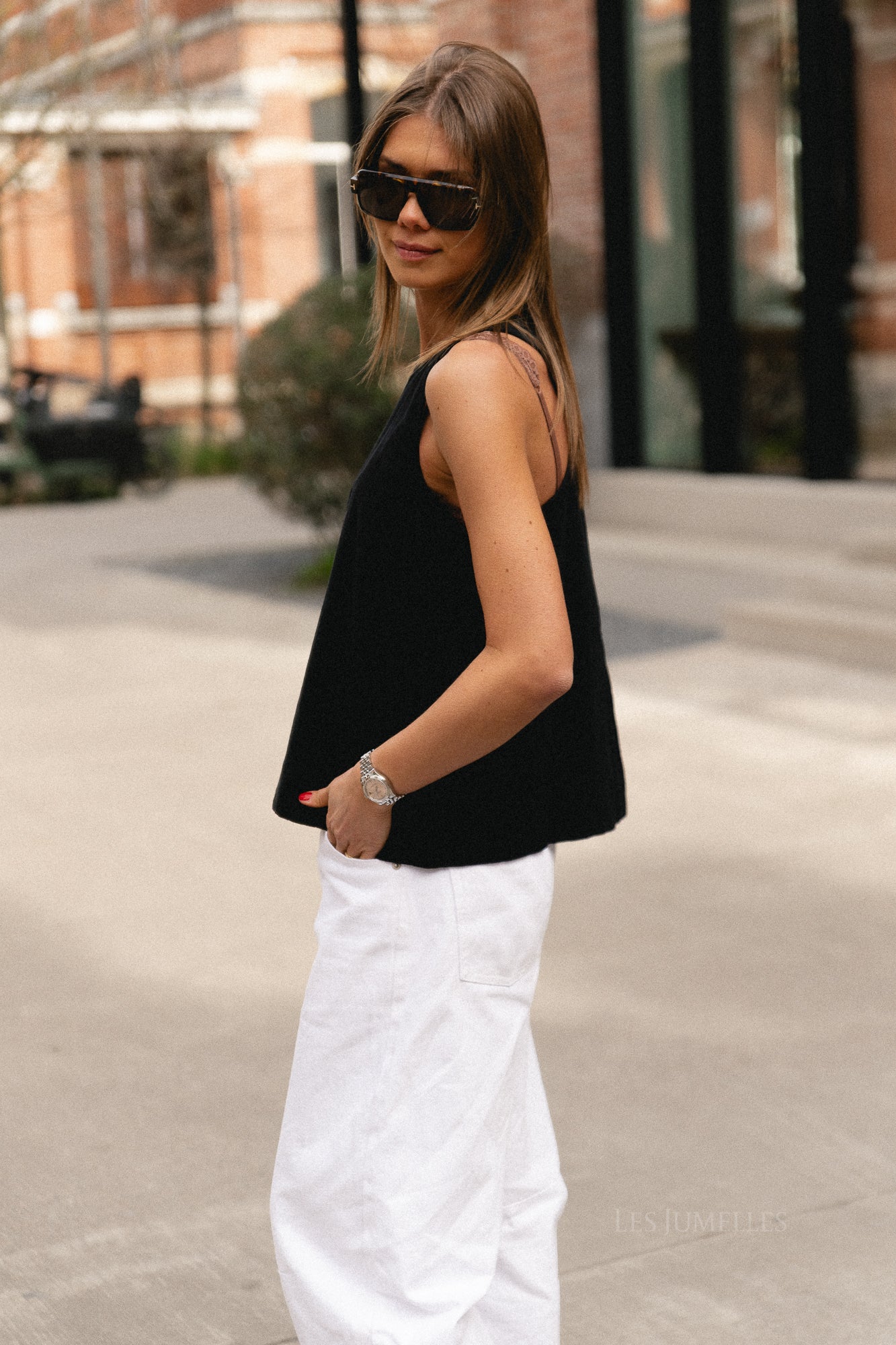 SLFLuisa relaxed linen blend top black