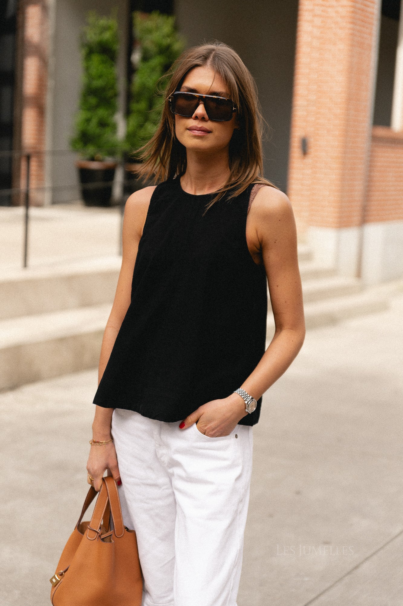 SLFLuisa relaxed linen blend top black