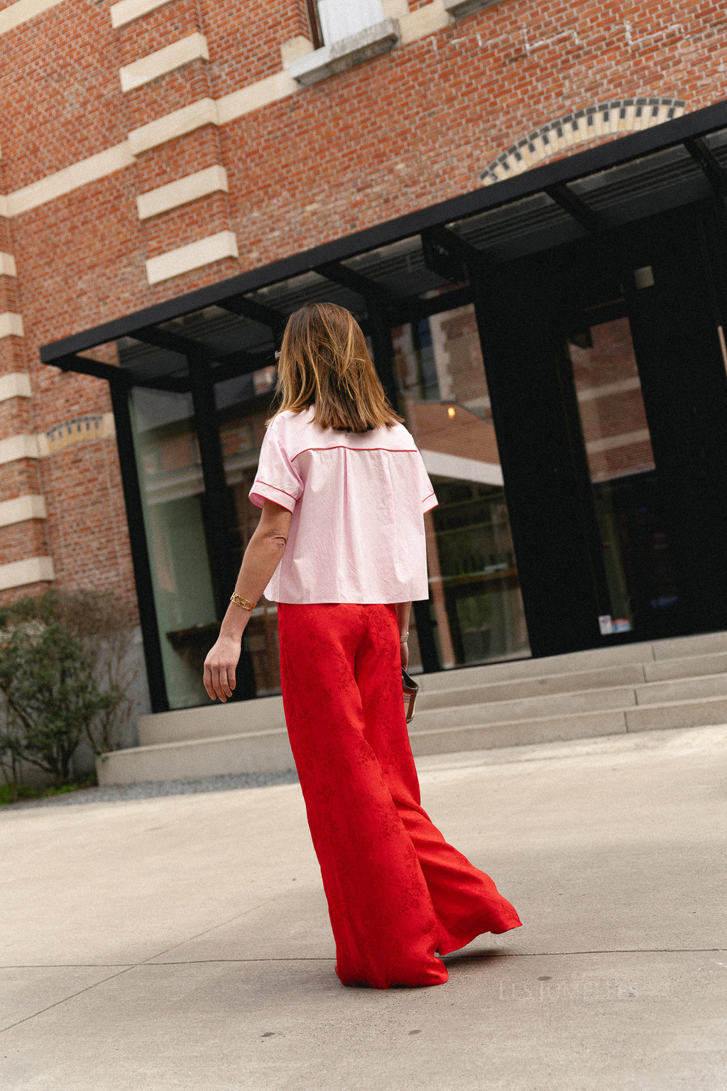 YASLee SS piping shirt pink lady/fiery red