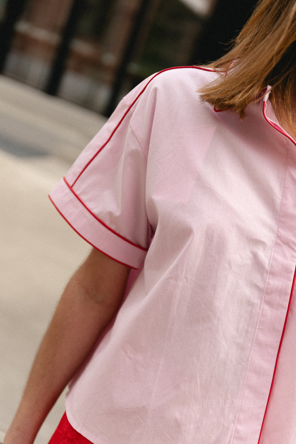 YASLee SS piping shirt pink lady/fiery red