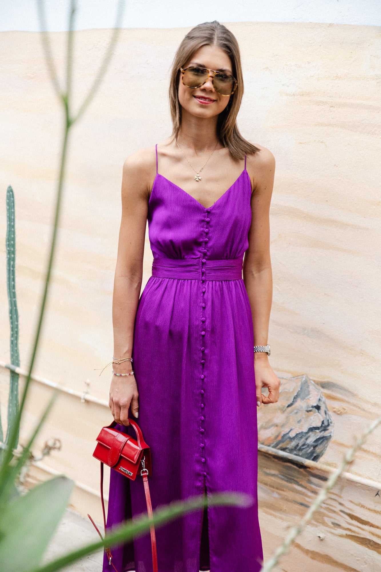 Crest jurk violet