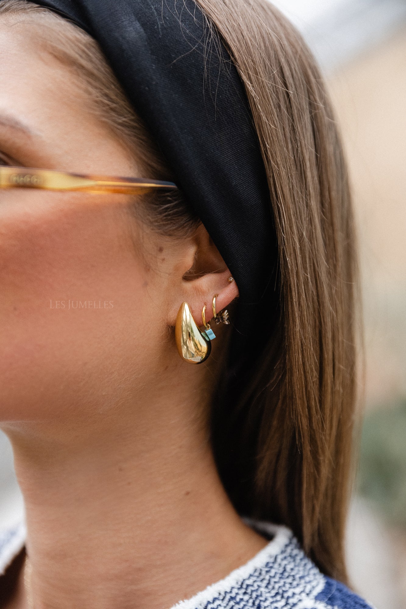 Chunky teardrop earrings small gold